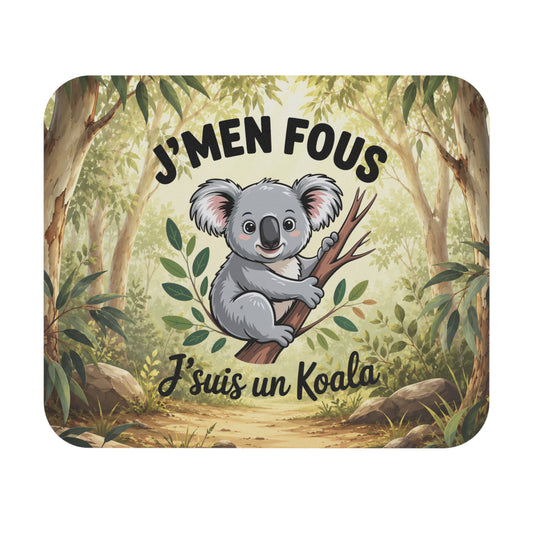 Tapis de Souris 22x18cm J’M’en Fous J’suis un Koala – Cadeau Humour Koala Homme Femme – Design Animal Mignon Kawaii – Accessoire Bureau Gaming