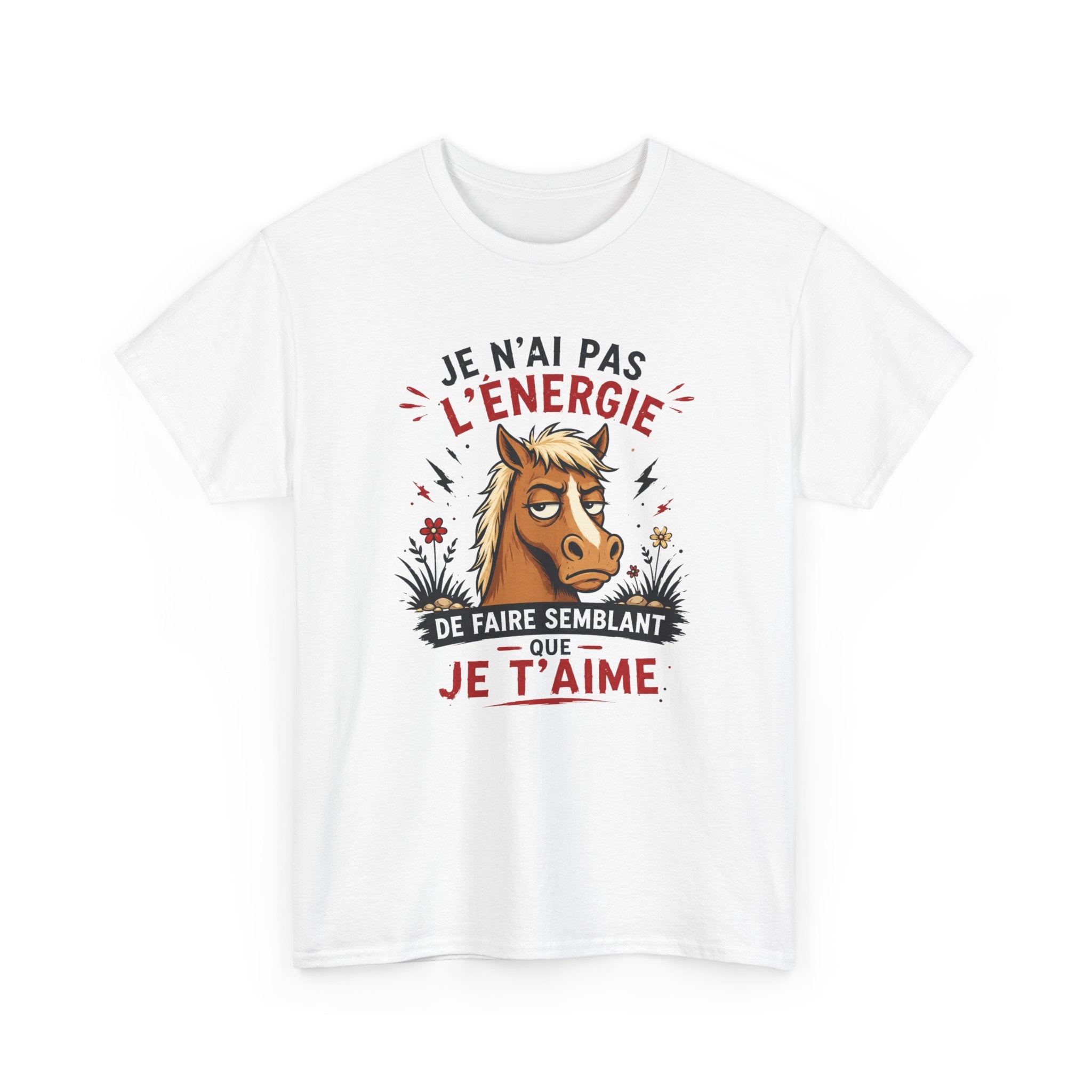 Tee-Shirt Homme et Femme Humour – Cheval Drôle Fatigué Blasé – Cadeau Original Amusant pour Amoureux des Chevaux et Équitation