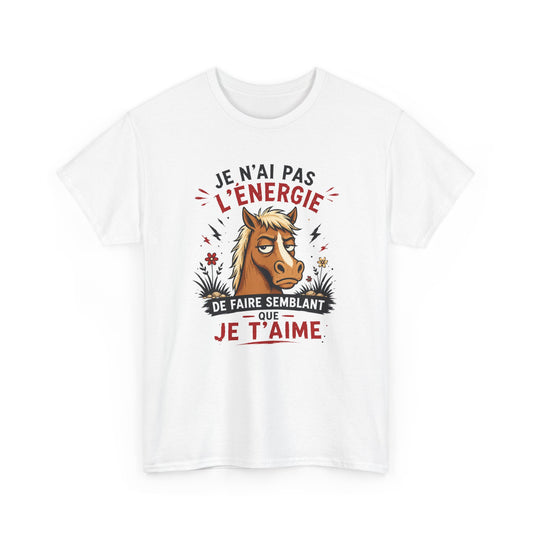 Tee-Shirt Homme et Femme Humour – Cheval Drôle Fatigué Blasé – Cadeau Original Amusant pour Amoureux des Chevaux et Équitation