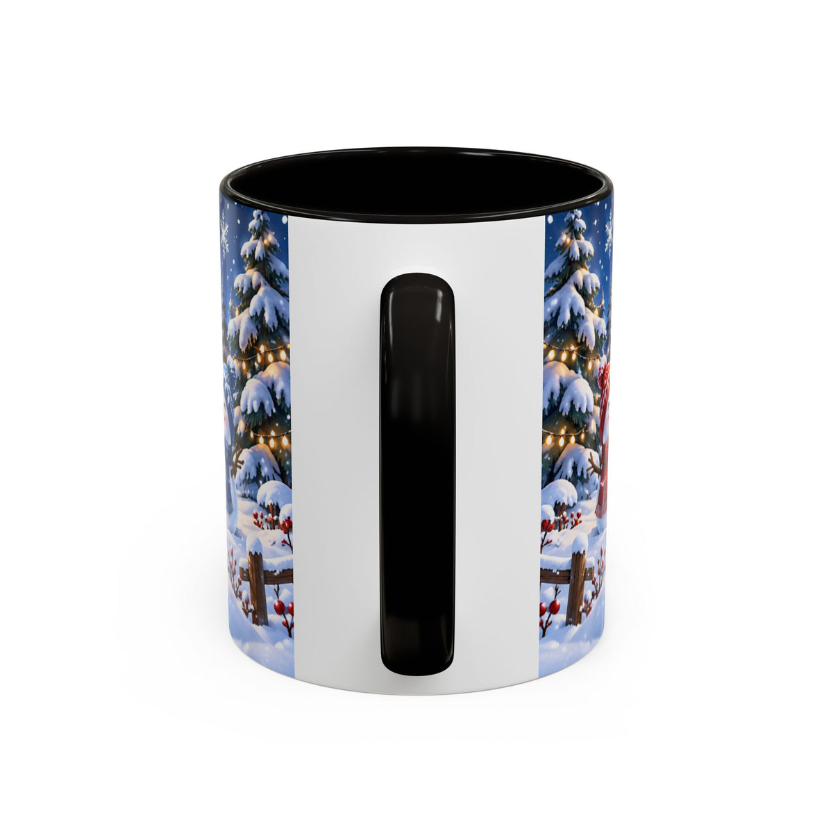 Mug Bonhommes de Neige de Noël – Tasse Hiver avec Sapins Enneigés, Lune et Traîneau du Père Noël – Cadeau Original Homme Femme