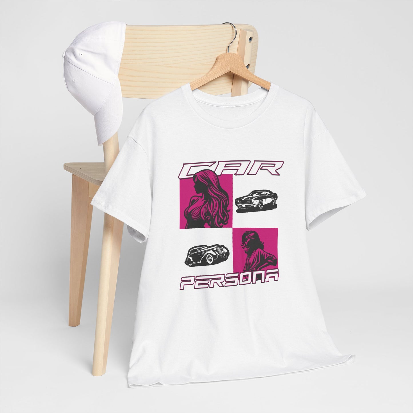 T-Shirt Femme Car Persona – Tee Shirt Voiture Vintage & Femme Style – Design Auto Chic Noir Blanc Gris Cadeau