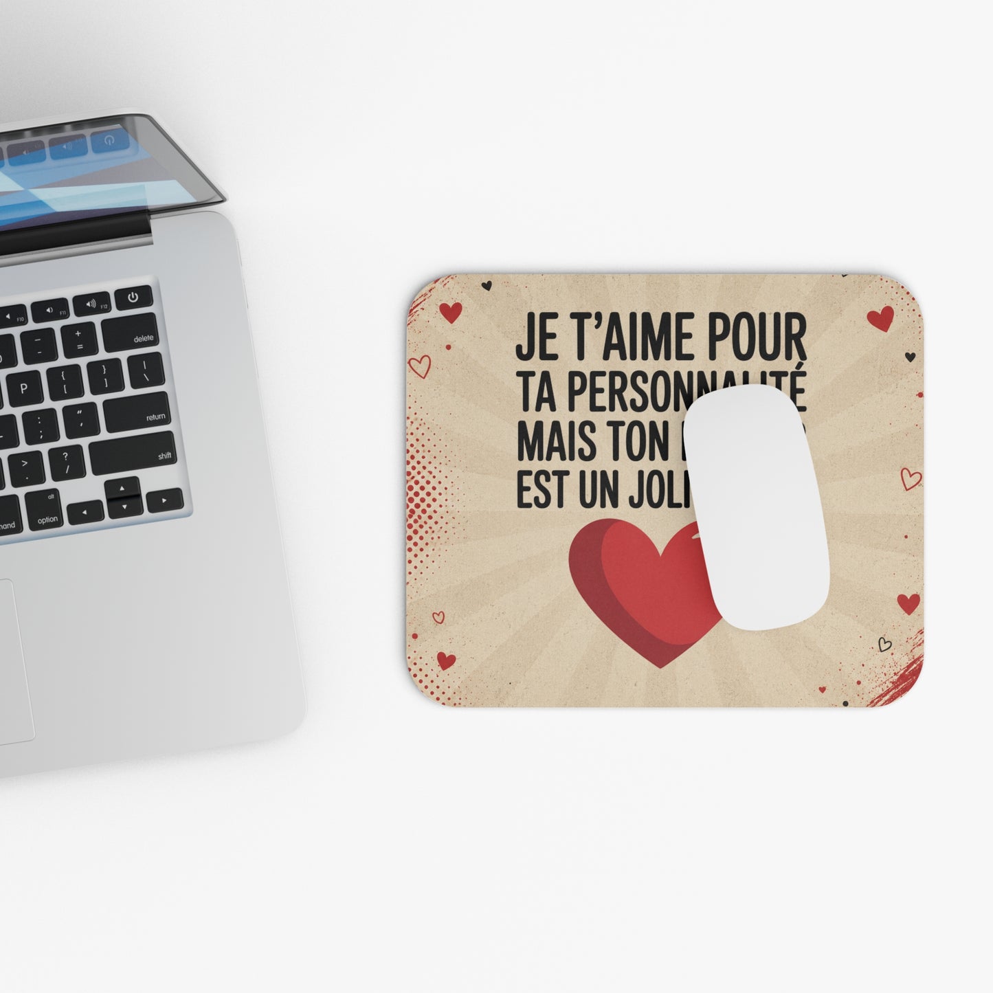 Tapis de Souris 22x18cm Humour Je T'aime pour ta Personnalité mais ton Fessier est un Joli Bonus Cadeau Amour Couple Homme Femme Saint Valentin
