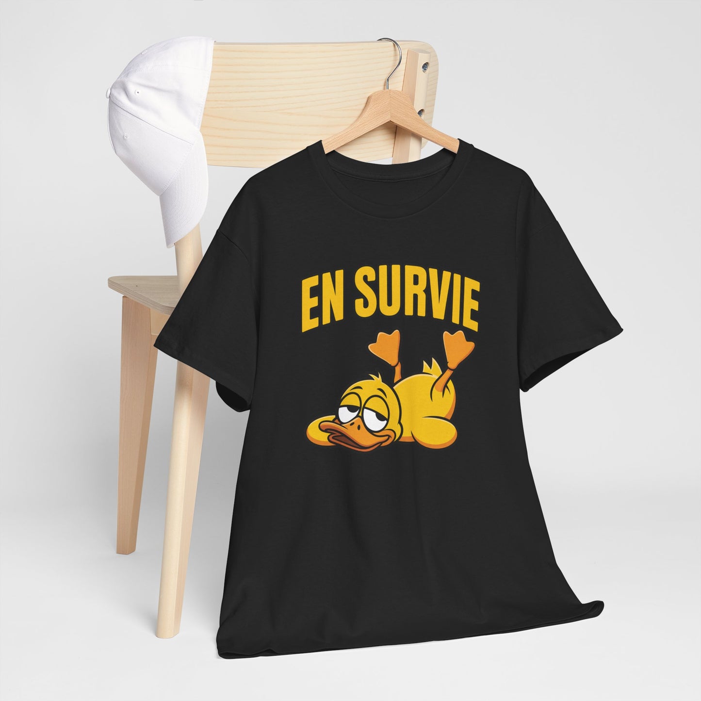 T-Shirt Humour En Survie – Tee Shirt Drôle Canard Fatigué Mode Survie Travail Fatigue Citation Fun Sarcastique Cadeau Homme Femme