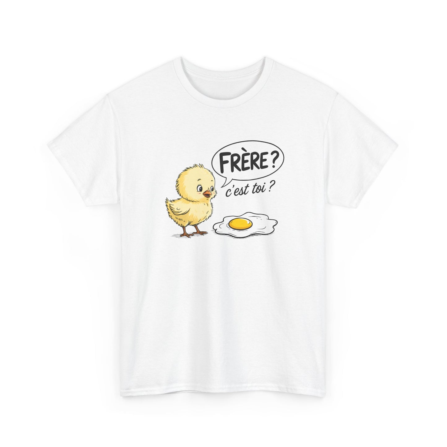 T-Shirt Humoristique Poussin Homme Femme – Tee Shirt Drôle Jeu de Mot Œuf Frère – Cadeau Fun Noir Blanc Gris