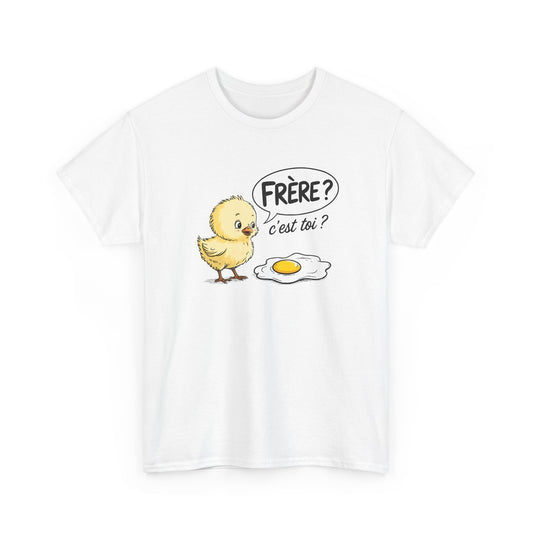 T-Shirt Humoristique Poussin Homme Femme – Tee Shirt Drôle Jeu de Mot Œuf Frère – Cadeau Fun Noir Blanc Gris