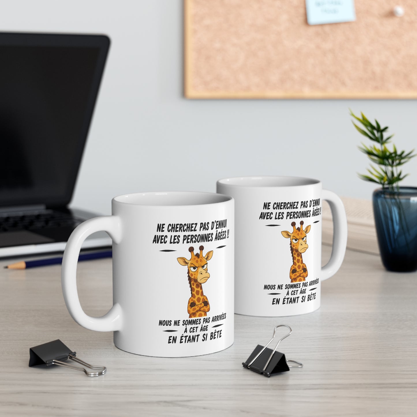 Tasse Retraite Humour – Mug Girafe Drôle Personne Âgée – Cadeau Senior Homme Femme 325ml