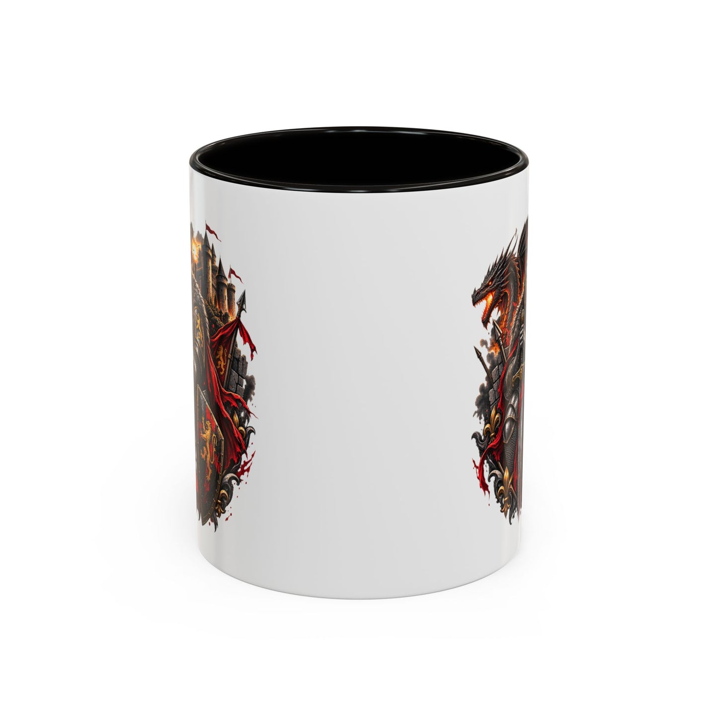 Mug Chevalier Médiéval Moyen âge– Guerrier Dragon et Château – Tasse Fantastique – Cadeau Original Homme