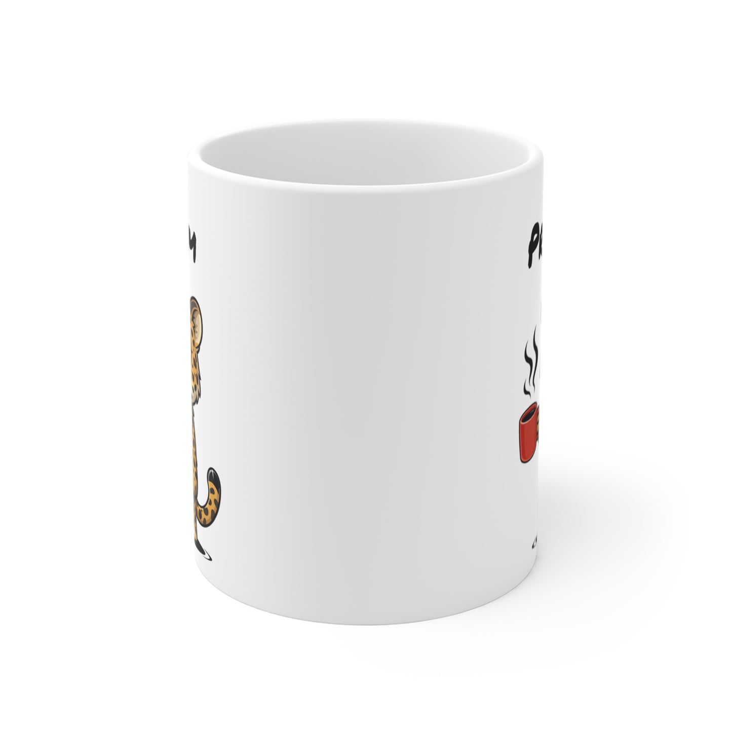 Mug Léopard Fatigué Personnalisable 325ml – Tasse Café Humour Animal Sauvage Drôle Réveil Difficile Bureau