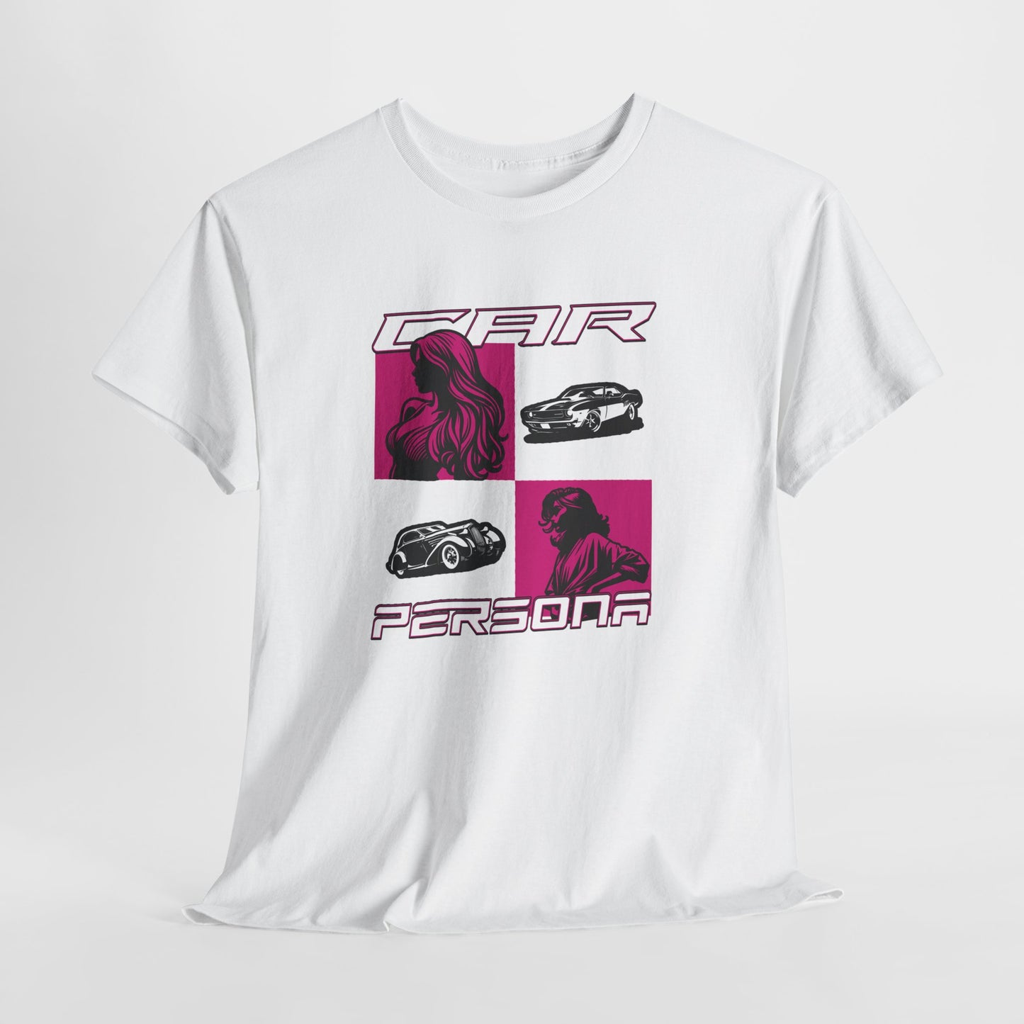 T-Shirt Femme Car Persona – Tee Shirt Voiture Vintage & Femme Style – Design Auto Chic Noir Blanc Gris Cadeau