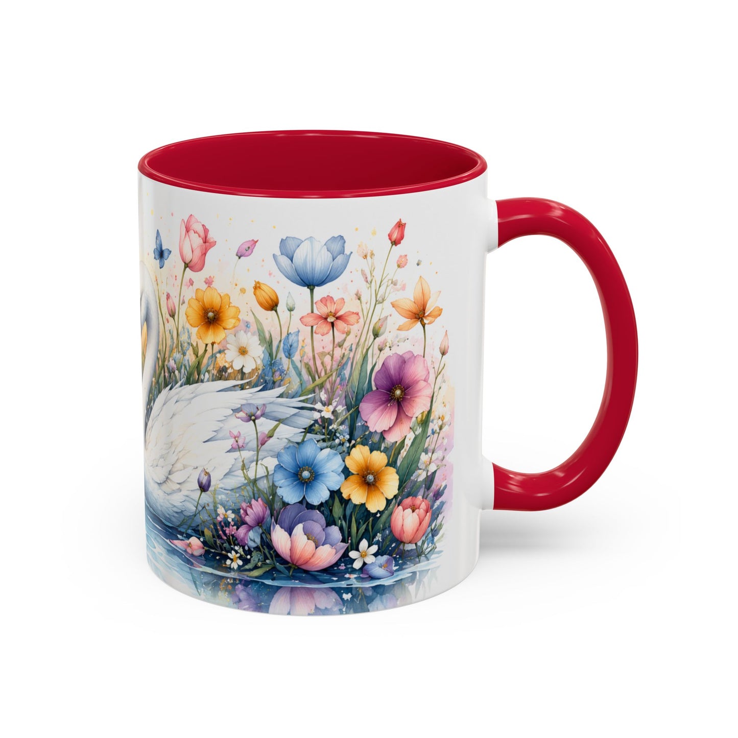 Tasse Cygnes et Fleurs – Mug Romantique Aquarelle – Cadeau Amour Homme Femme 325ml