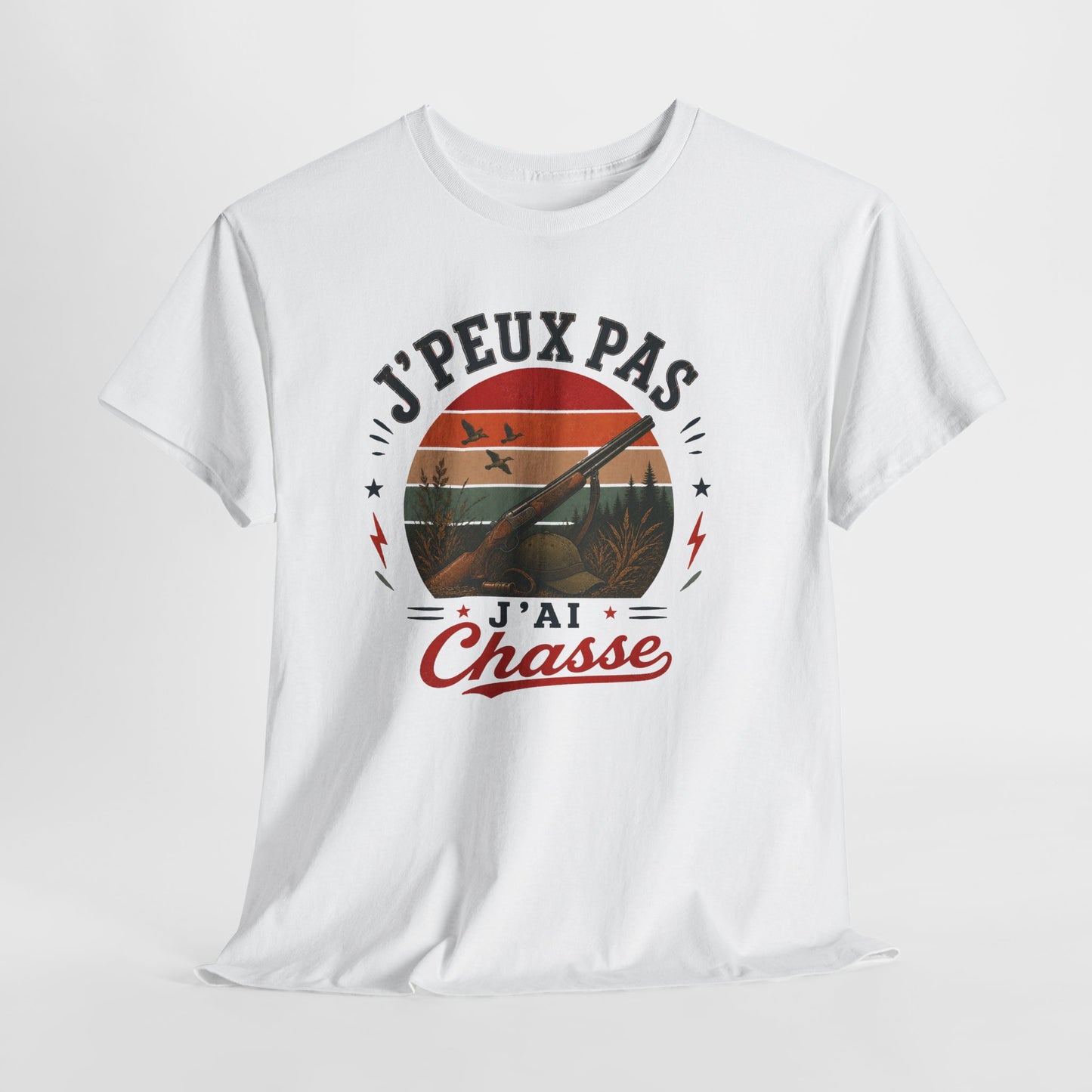 T-Shirt J’Peux Pas J’Ai Chasse – Tee Shirt Humour Chasseur Vintage – Cadeau Passion Nature Homme