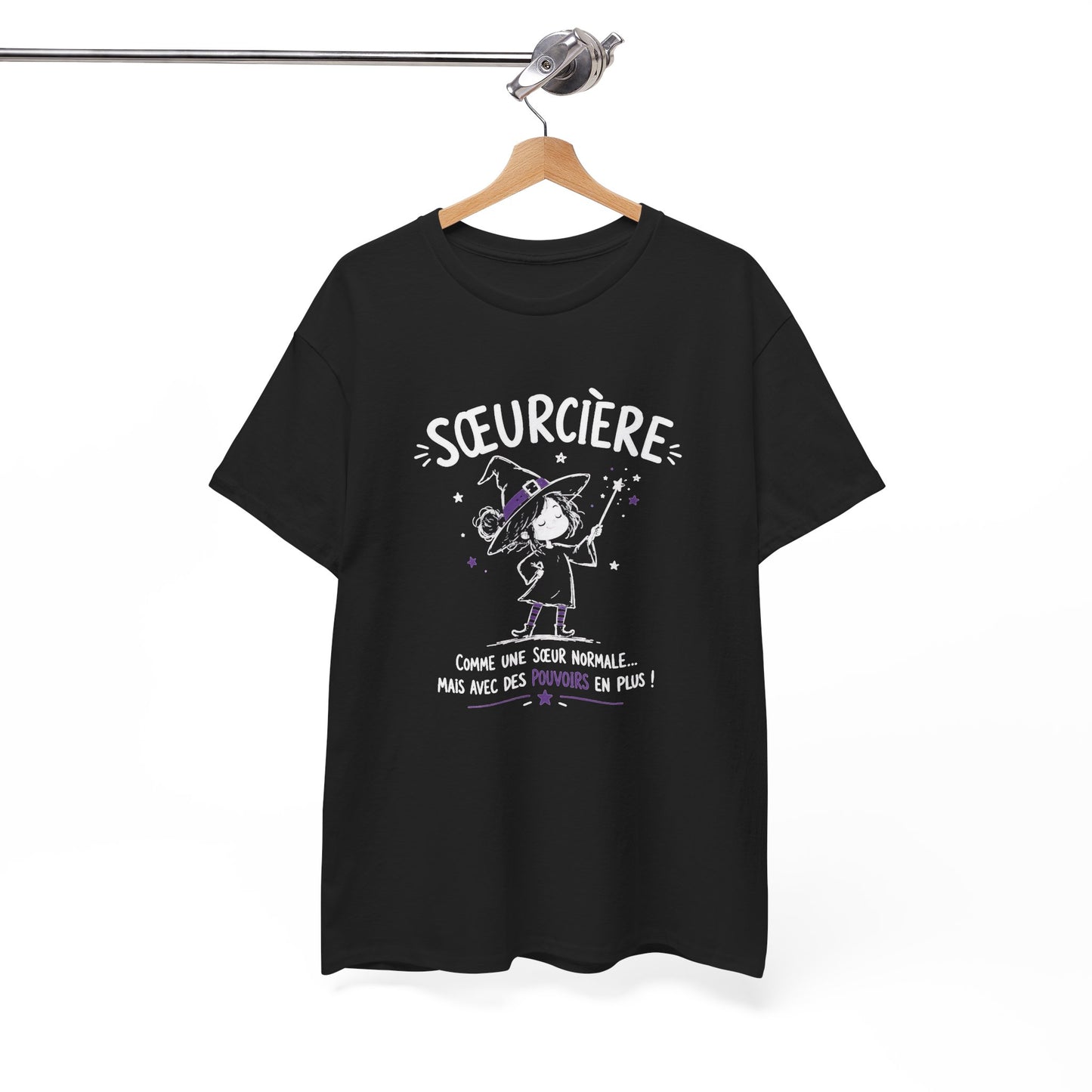 Tee Shirt Sœur Femme – Sœurcière Comme une Sœur Normale Mais Avec des Pouvoirs en Plus – T-Shirt Humour Cadeau Original