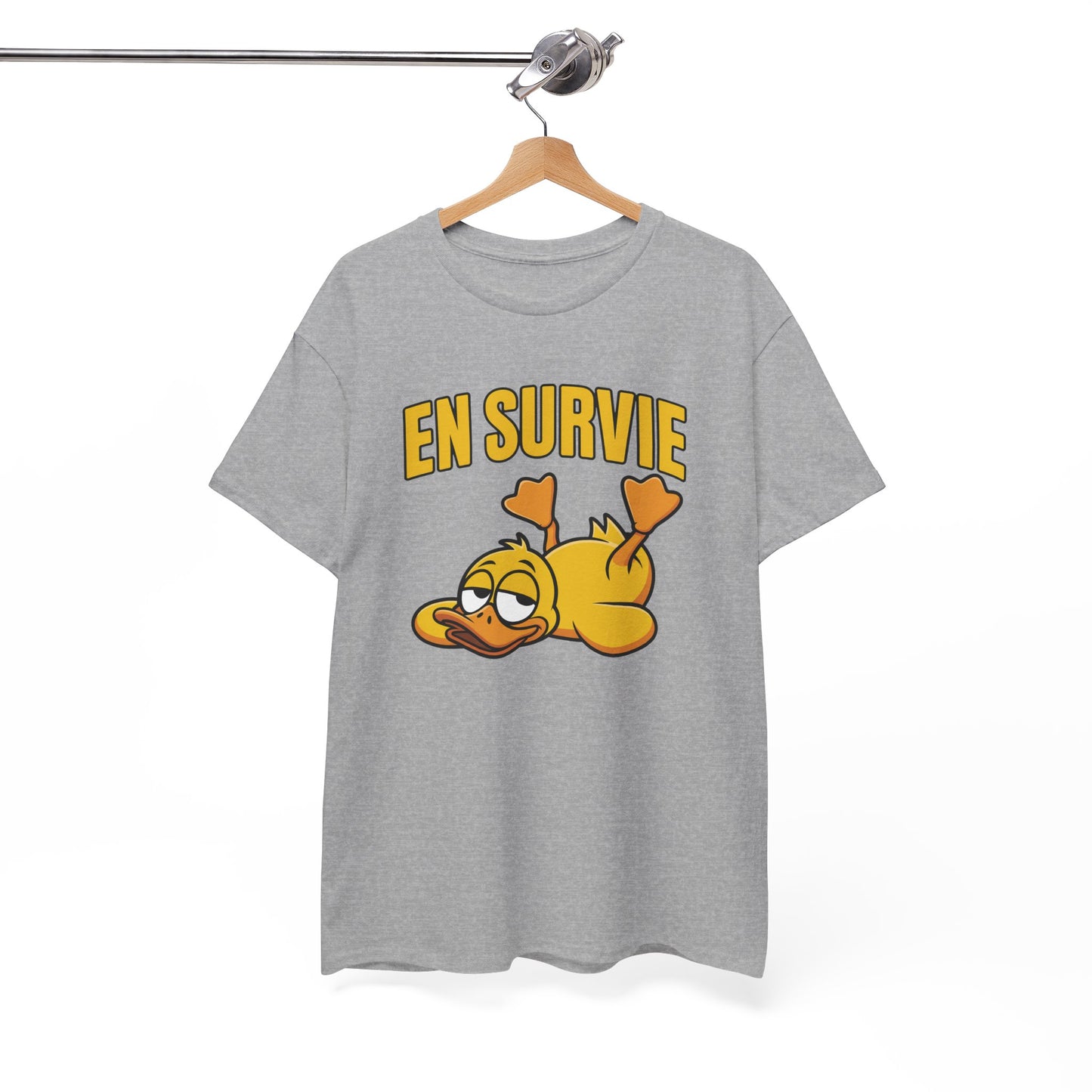 T-Shirt Humour En Survie – Tee Shirt Drôle Canard Fatigué Mode Survie Travail Fatigue Citation Fun Sarcastique Cadeau Homme Femme