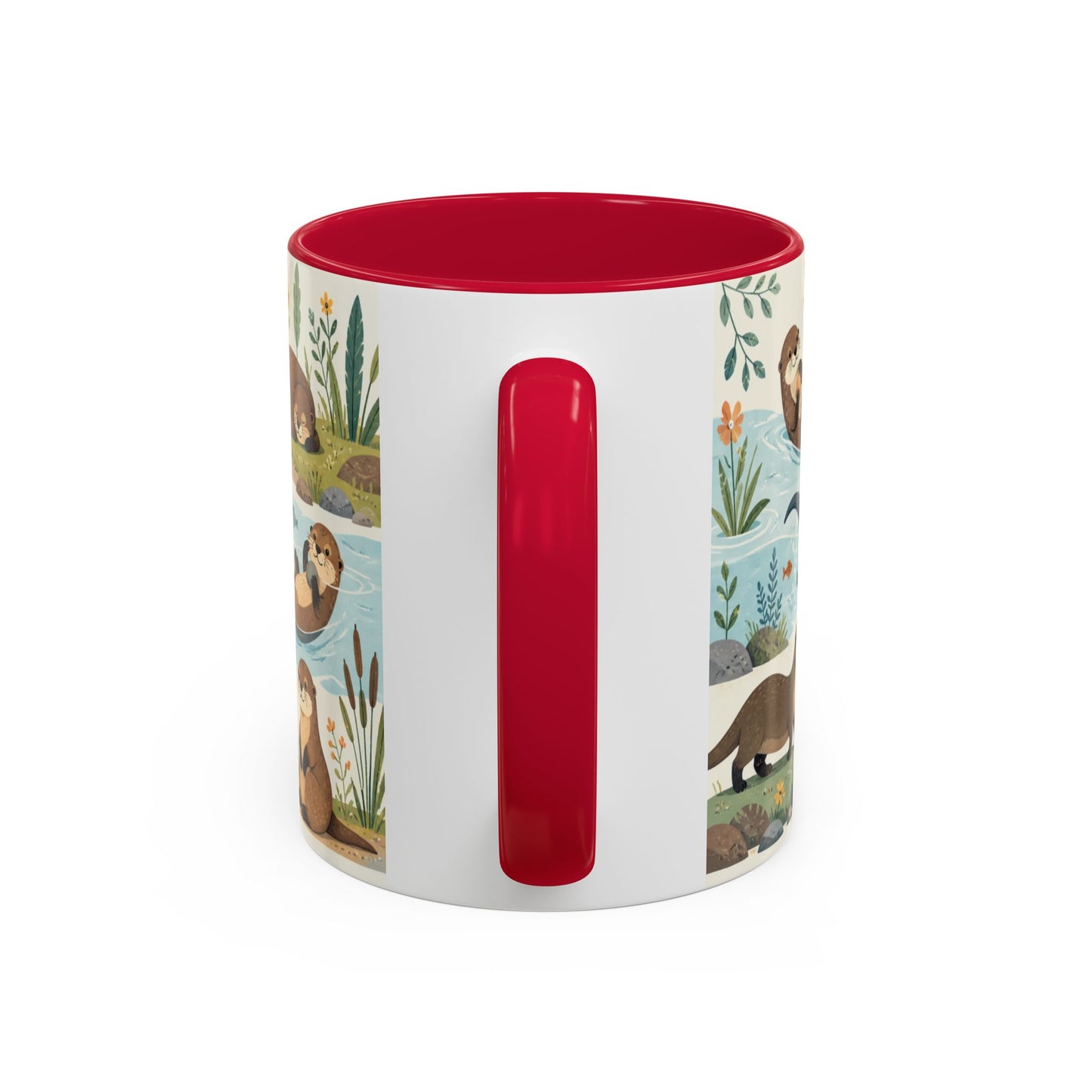 Tasse Loutres Mignonnes – Mug Animaux Nature et Rivière – Design Illustration Douce et Aquarelle – Céramique 325ml