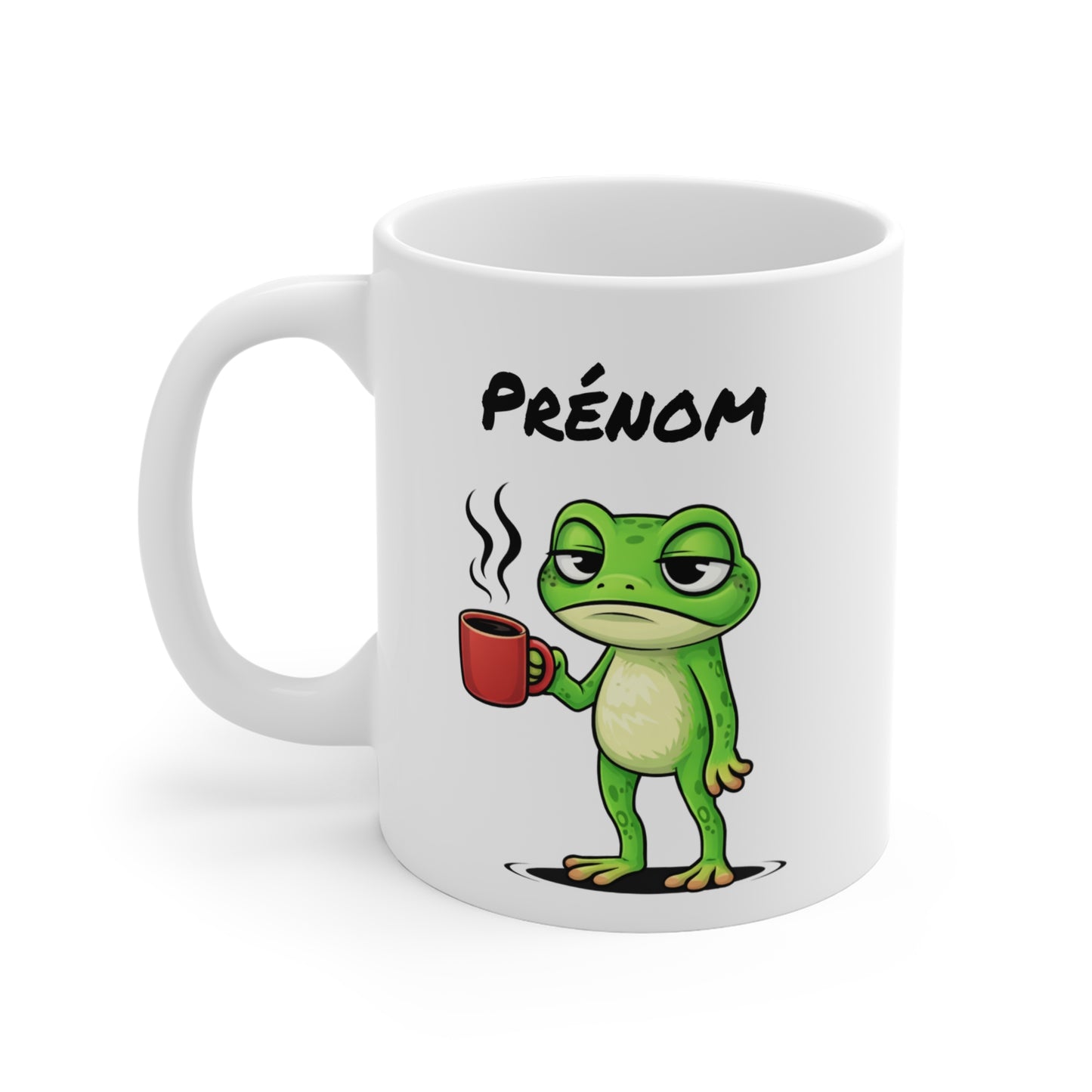 Mug Grenouille Fatiguée Personnalisable 325ml – Tasse Café Humour Animal Drôle Réveil Difficile Travail Bureau