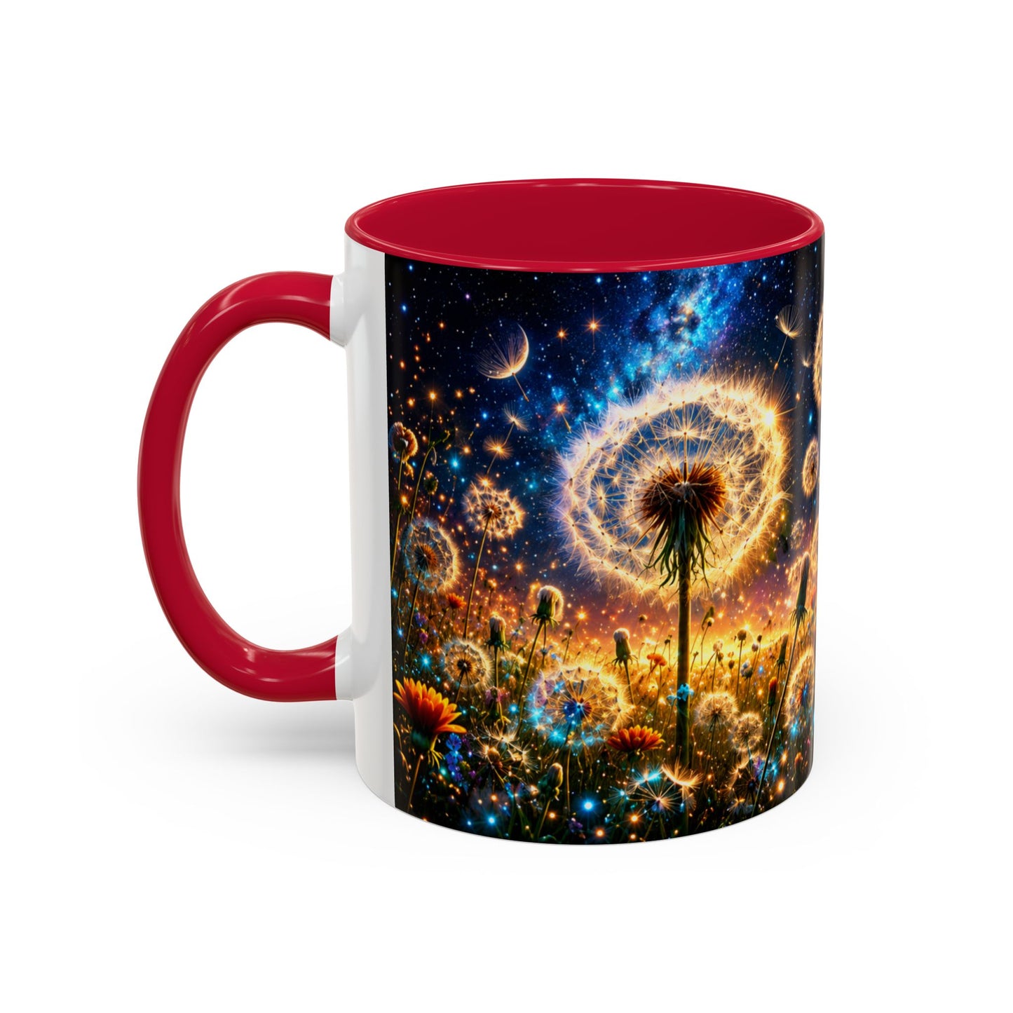 Tasse Pissenlit Féérique – Mug Fleur Cosmique et Étoiles – Cadeau Nature Bohème 325ml