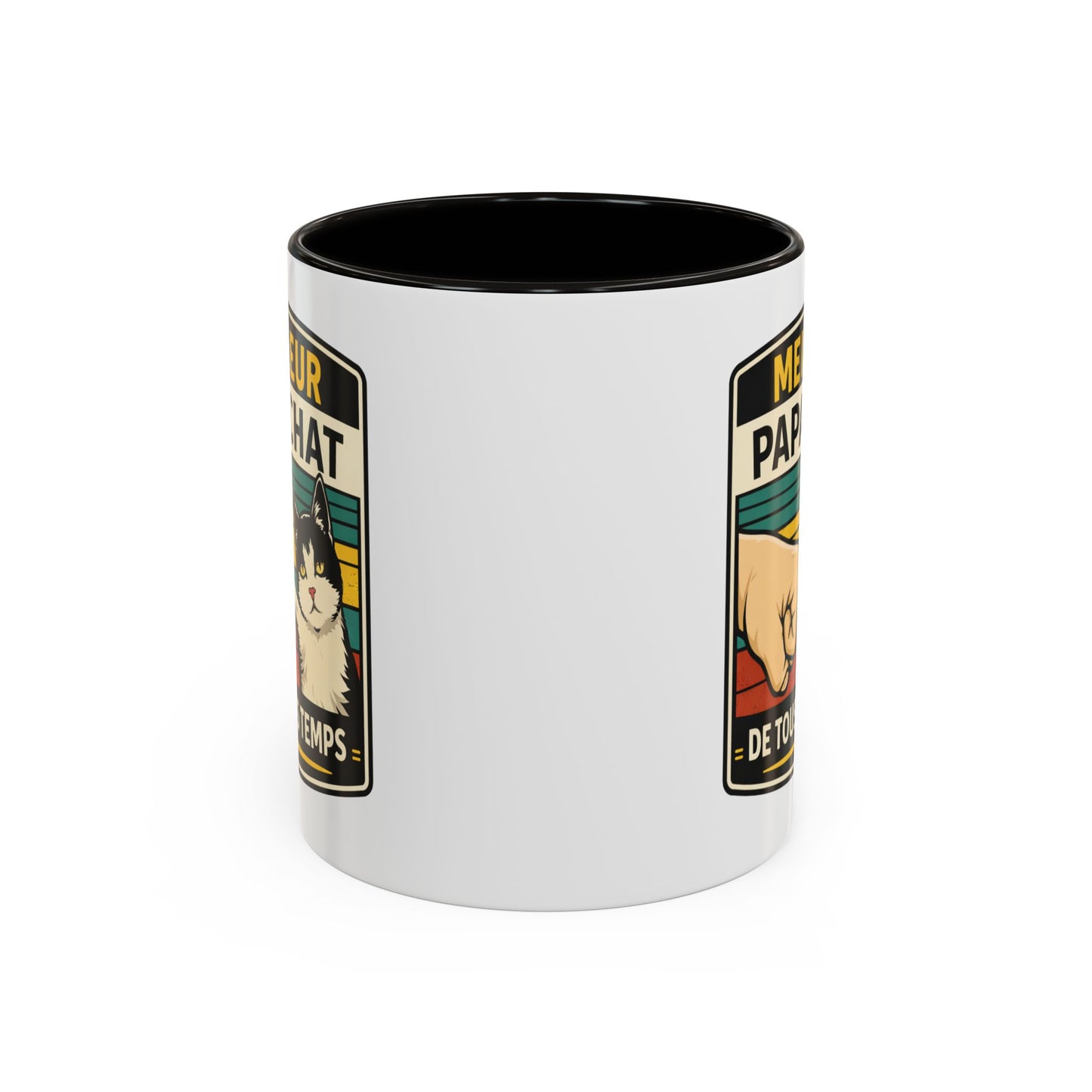 Tasse Meilleur Papa Chat de Tous les Temps – Mug Chat Noir et Blanc – Cadeau Papa Original – Céramique 325ml