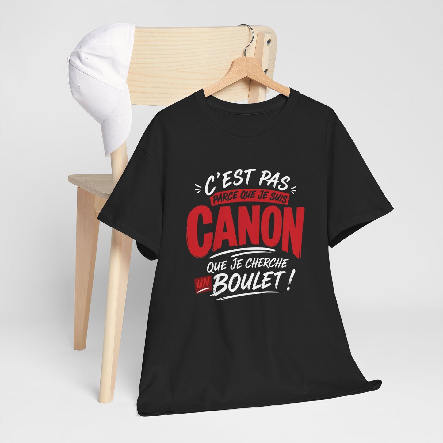 T-Shirt Femme Humour Canon – C’Est Pas Parce Que Je Suis Canon Que Je Cherche Un Boulet – Tee Shirt Drôle Femme