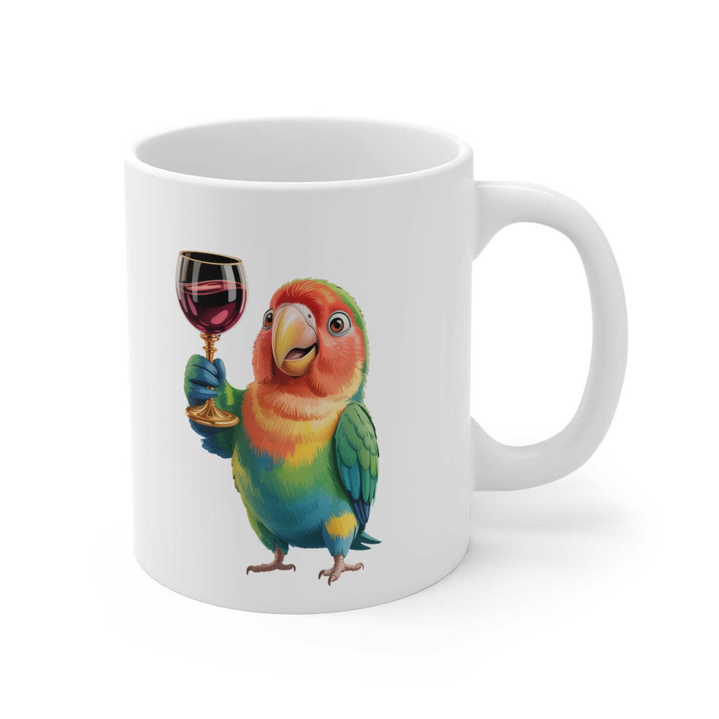 Mug Perroquet et Verre de Vin – Tasse Humour Originale et Colorée – Cadeau Amoureux du Vin Céramique 325ml