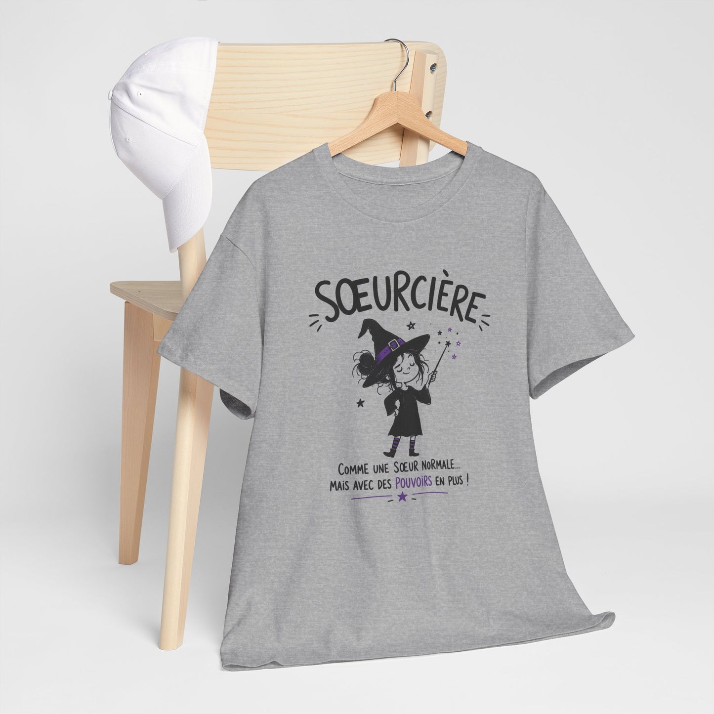 Tee Shirt Sœur Femme – Sœurcière Comme une Sœur Normale Mais Avec des Pouvoirs en Plus – T-Shirt Humour Cadeau Original