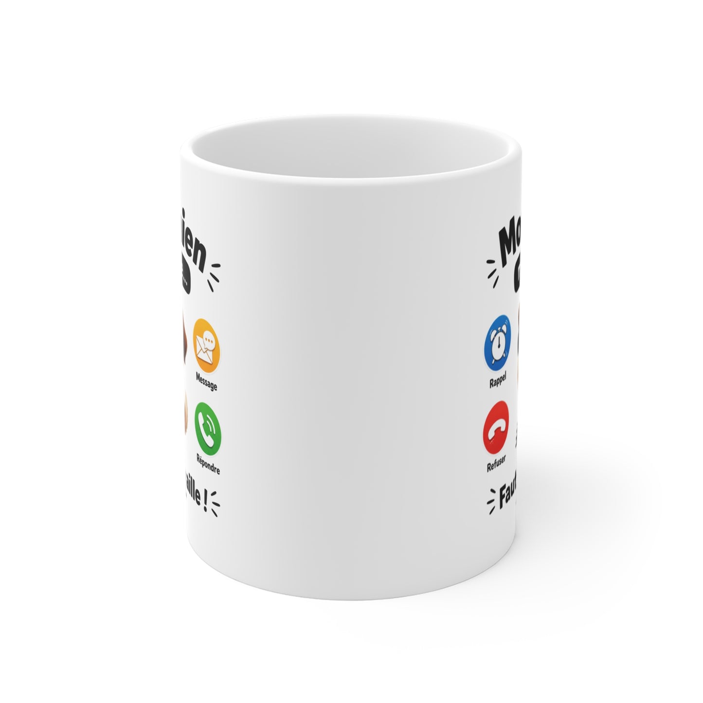 Tasse Mon Chien M’Appelle Faut Que J’y Aille – Mug Humour Chien Téléphone – Cadeau Homme Femme 325ml