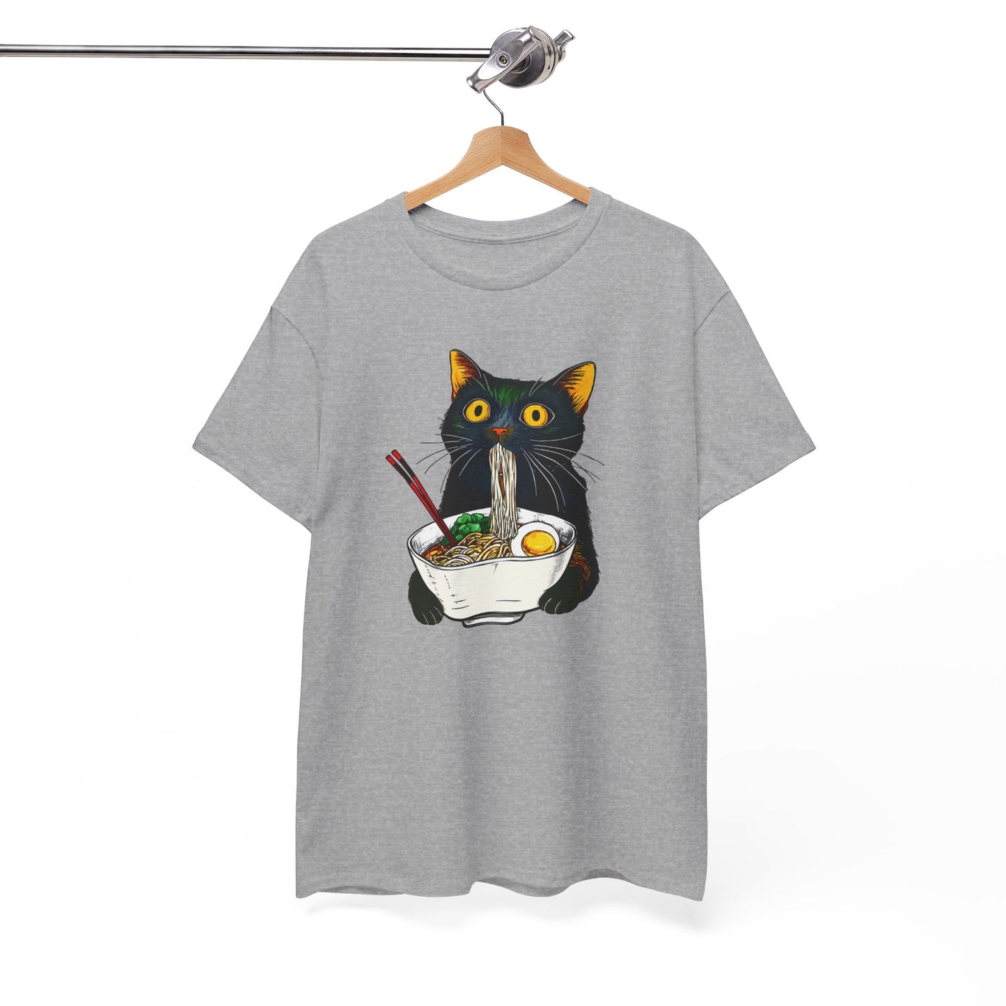 Tee Shirt Homme et Femme Chat Ramen Nouilles Japonaises Humour Félin Gourmand Idée Cadeau
