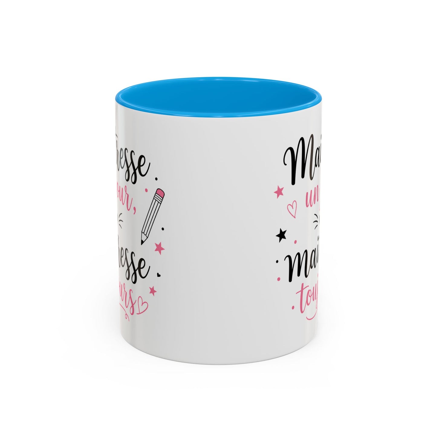Tasse Maîtresse Un Jour Maîtresse Toujours – Mug Remerciement Enseignante École Primaire – Cadeau Fin d’Année 325ml Noir Bleu Rouge