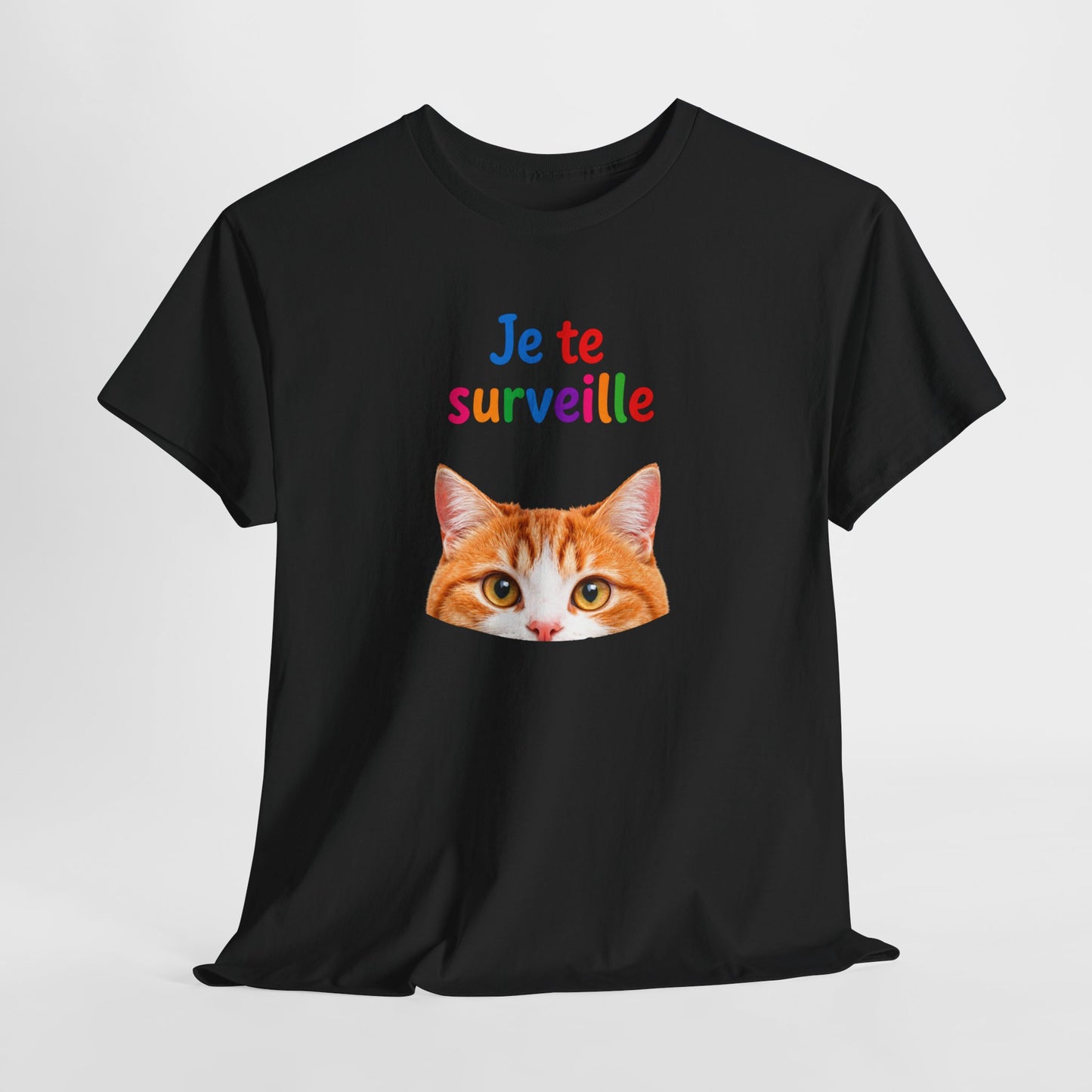 T-Shirt Chat Humoristique Je Te Surveille – Tee Shirt Chat Mignon Couleurs – Cadeau Amoureux des Chats