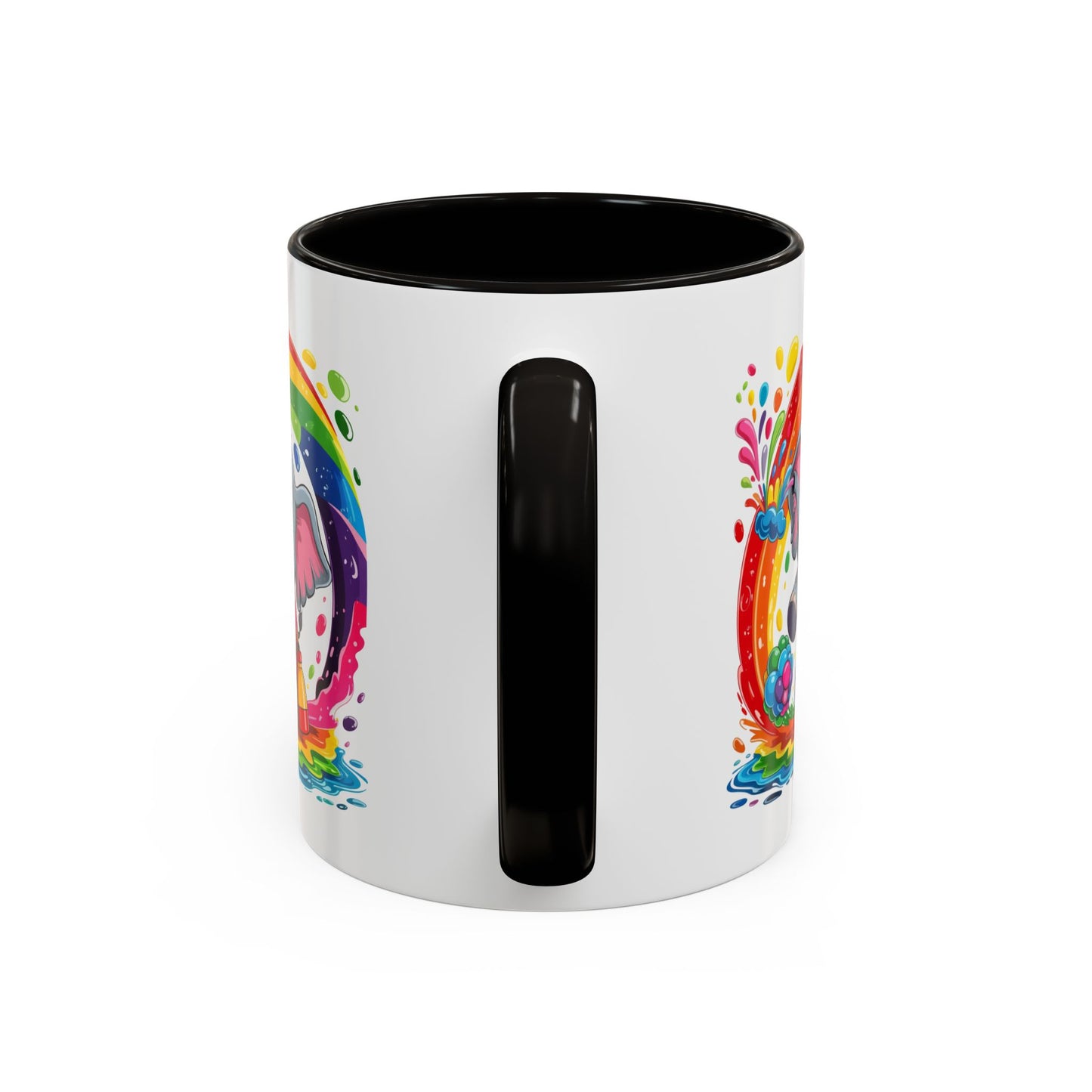 Mug Éléphant Mignon – Tasse Design Arc-en-ciel avec Éclaboussures Colorées – Cadeau Enfant 325ml