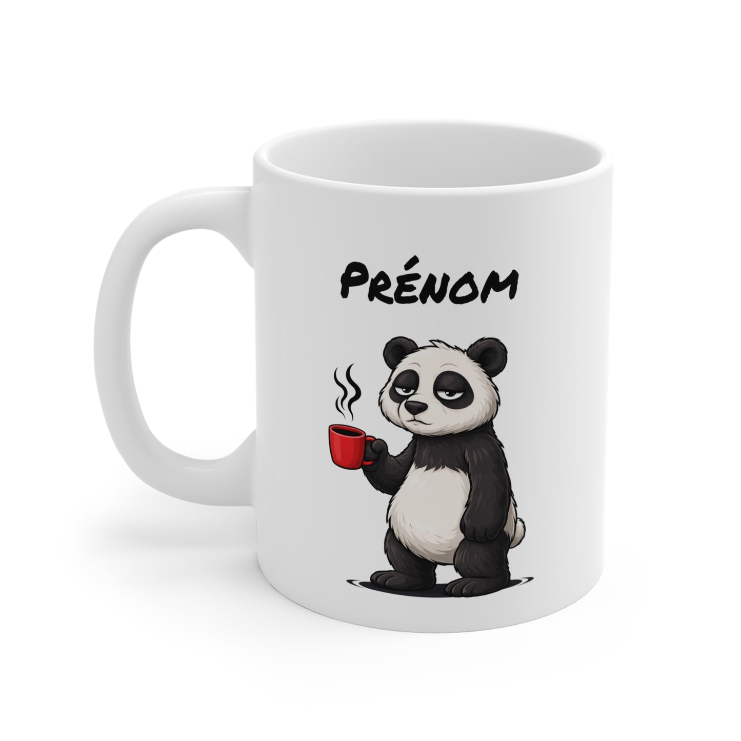 Tasse Panda Fatigué avec Café – Mug Animal Mignon et Relax – Illustration Cartoon 325ml – Idée Cadeau Originale