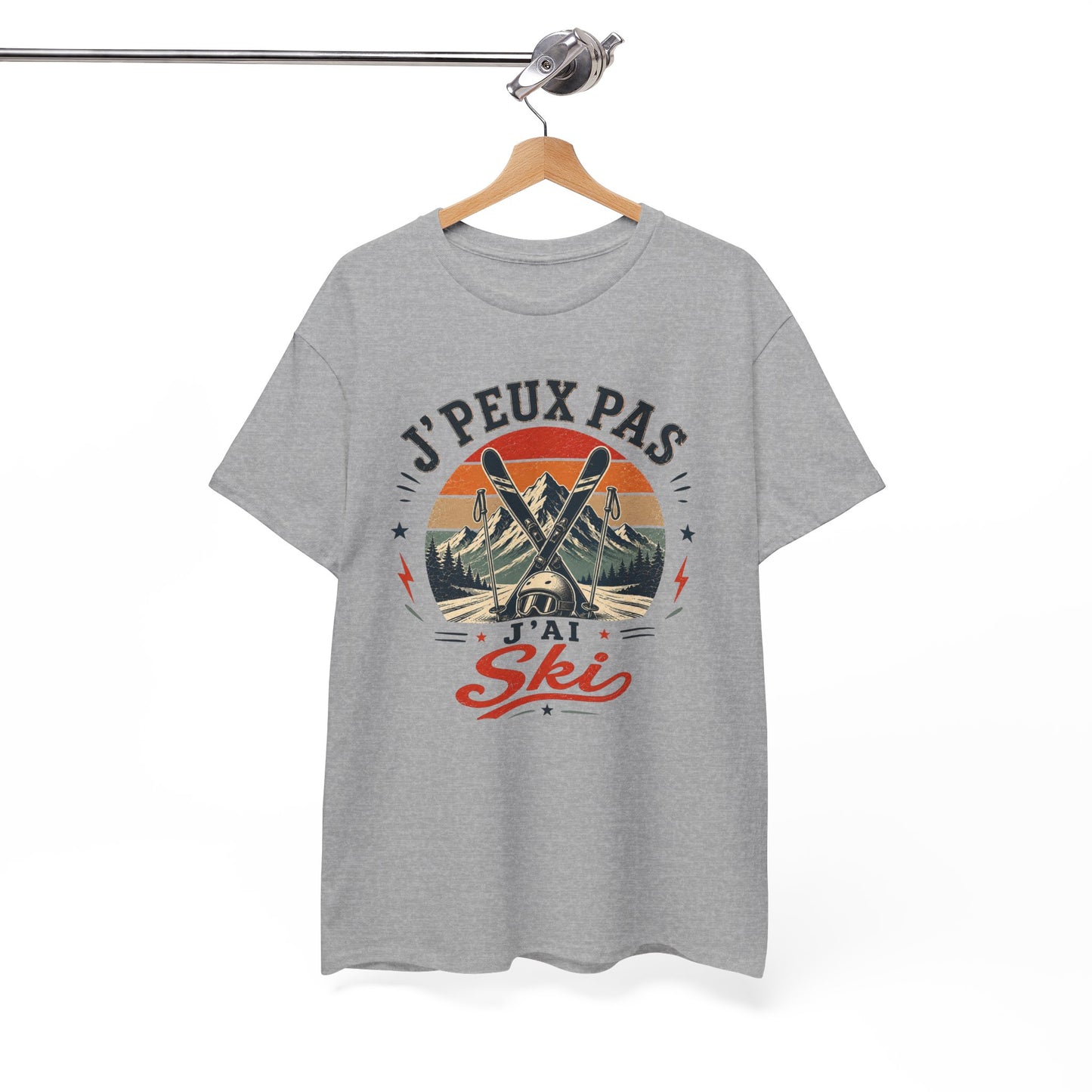 T-Shirt Ski Homme Femme – J’Peux Pas J’Ai Ski – Tee Shirt Vintage Sports d’Hiver Montagne Skieur Skieuse Station de Ski Cadeau Passion Glisse