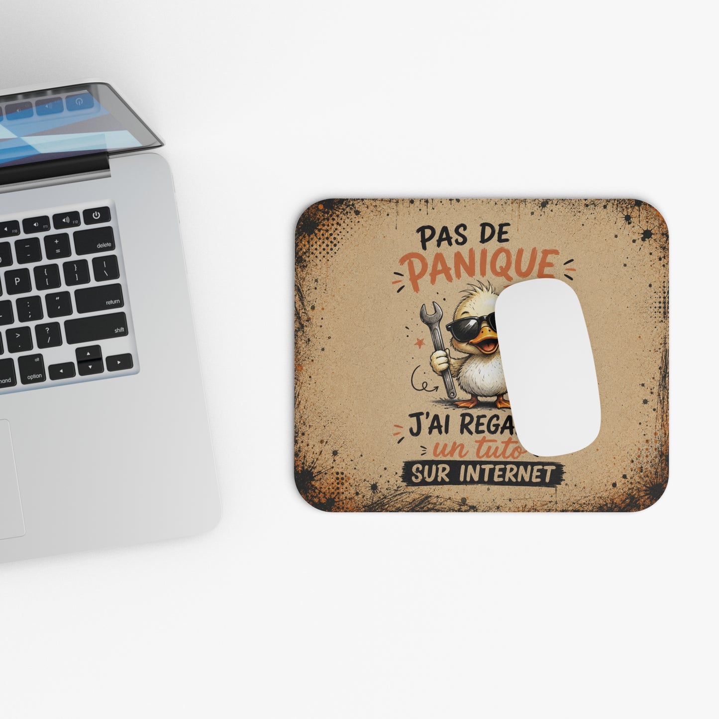 Tapis de Souris Pas de Panique J’ai Regardé un Tuto sur Internet – Canard Bricoleur Humour – Cadeau Drôle Homme et Femme