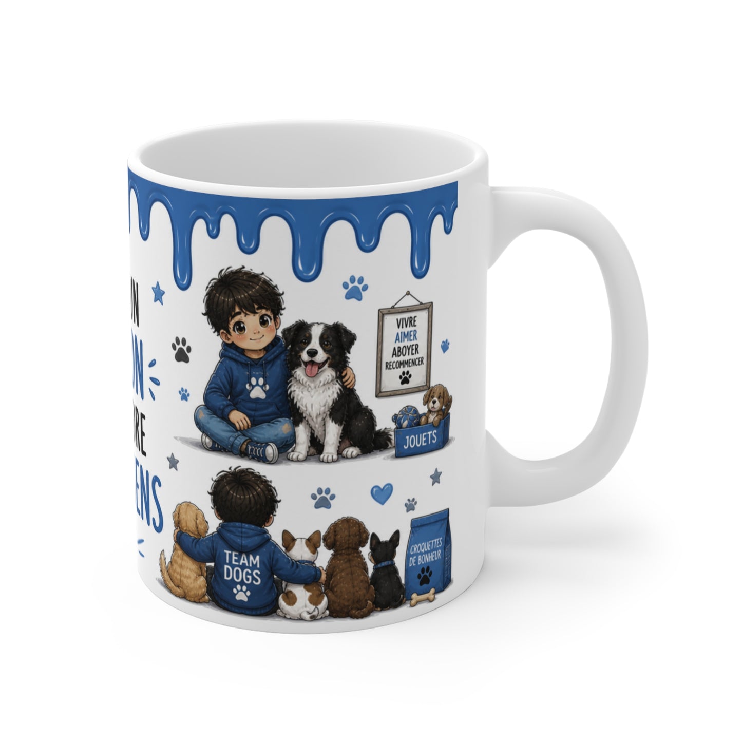 Tasse Juste Un Garçon Qui Adore Les Chiens – Mug Chien Kawaii Garçon Passion Chiot Animal Compagnie Cadeau Enfant Amoureux des Chiens 325ml