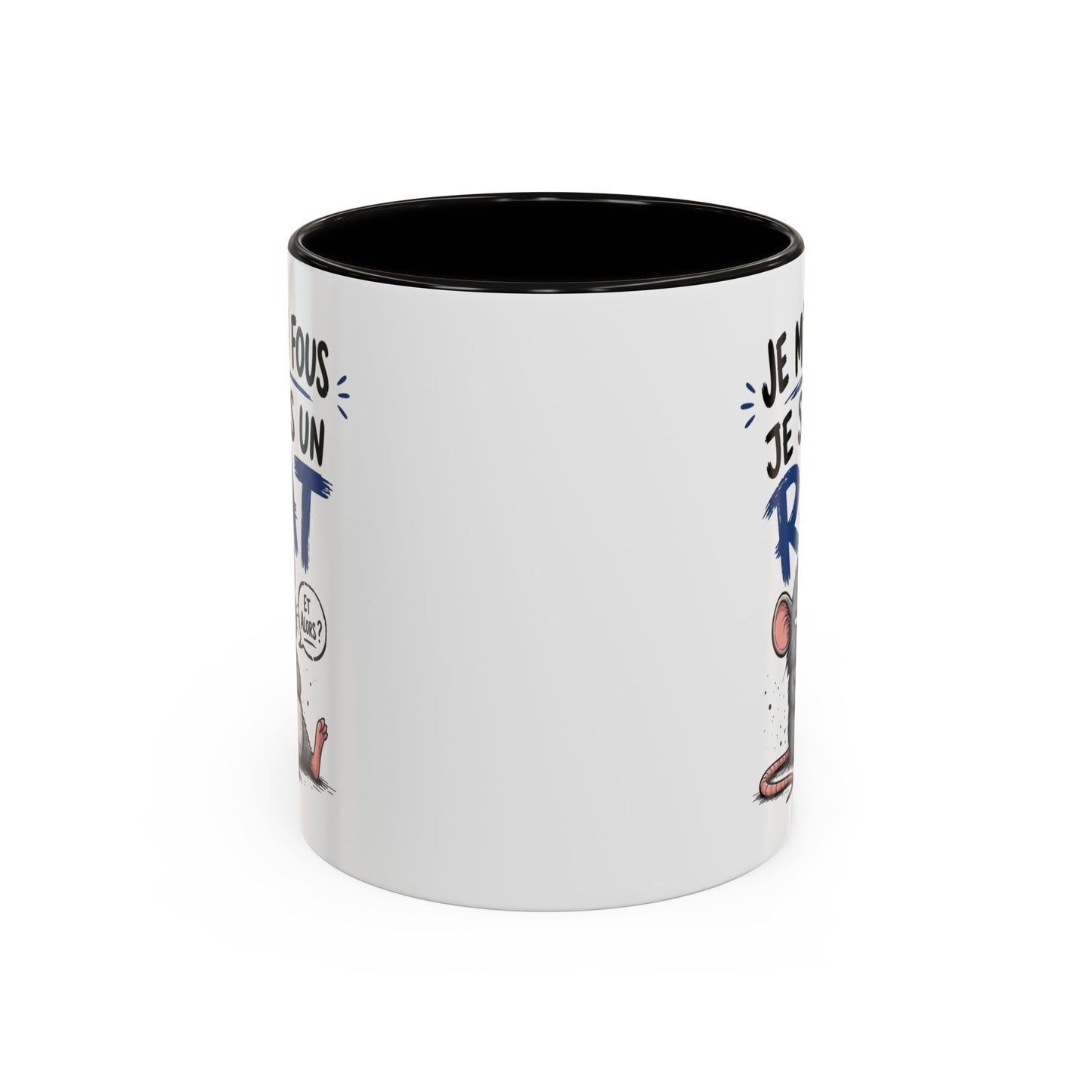 Mug Humour Sarcastique – Je M’en Fous Je Suis Un Rat – Tasse Souris Drôle et Décalée – Cadeau Original Céramique 325ml Noir Bleu Rouge