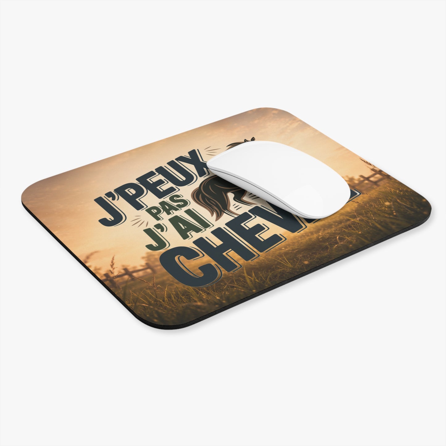 Tapis de Souris 22x18cm J'Peux Pas J'Ai Cheval – Cadeau Humour Cavalier Cavalière Homme Femme – Design Équestre Bureau
