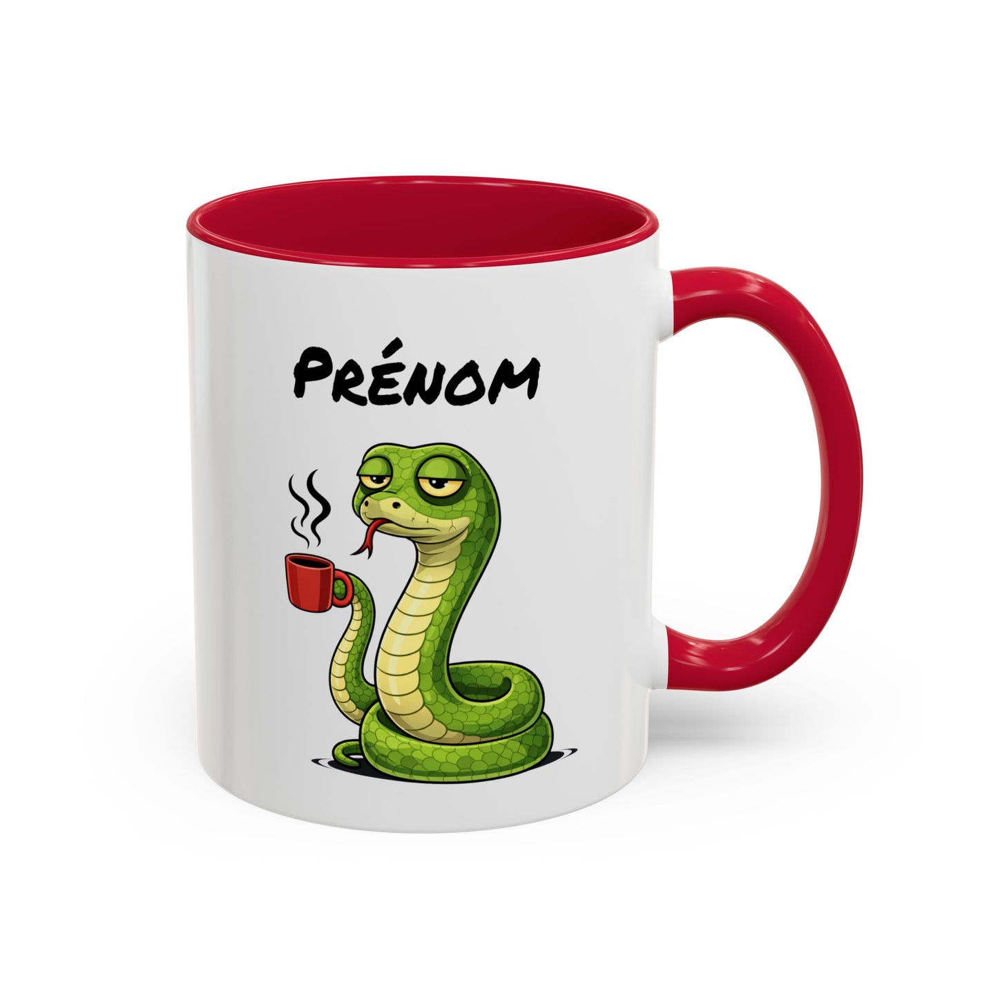 Tasse Serpent Fatigué avec Café – Mug Humour Reptile – Illustration Animal Mignon 325ml