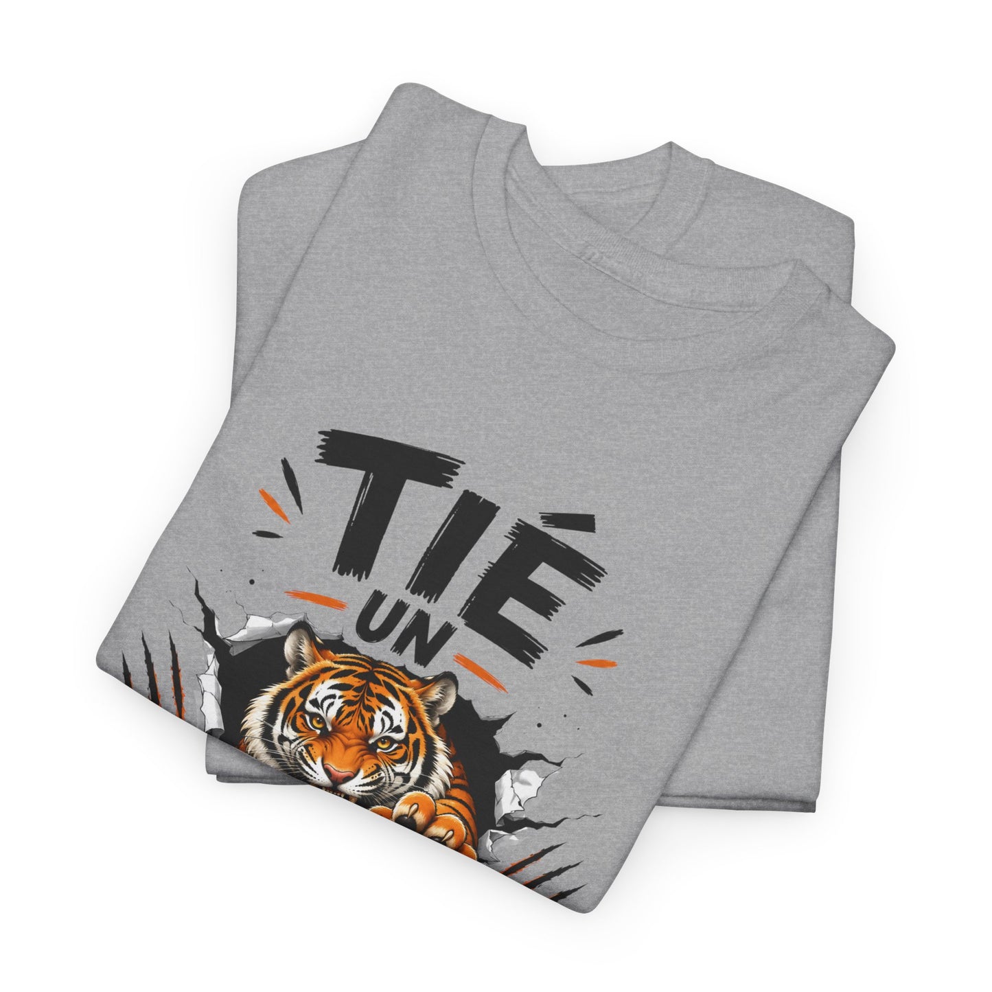 T-Shirt Tié un Tigre Humour Marseille Homme Femme – Expression Marseillaise Drôle – Tee Shirt Tigre Style Urbain