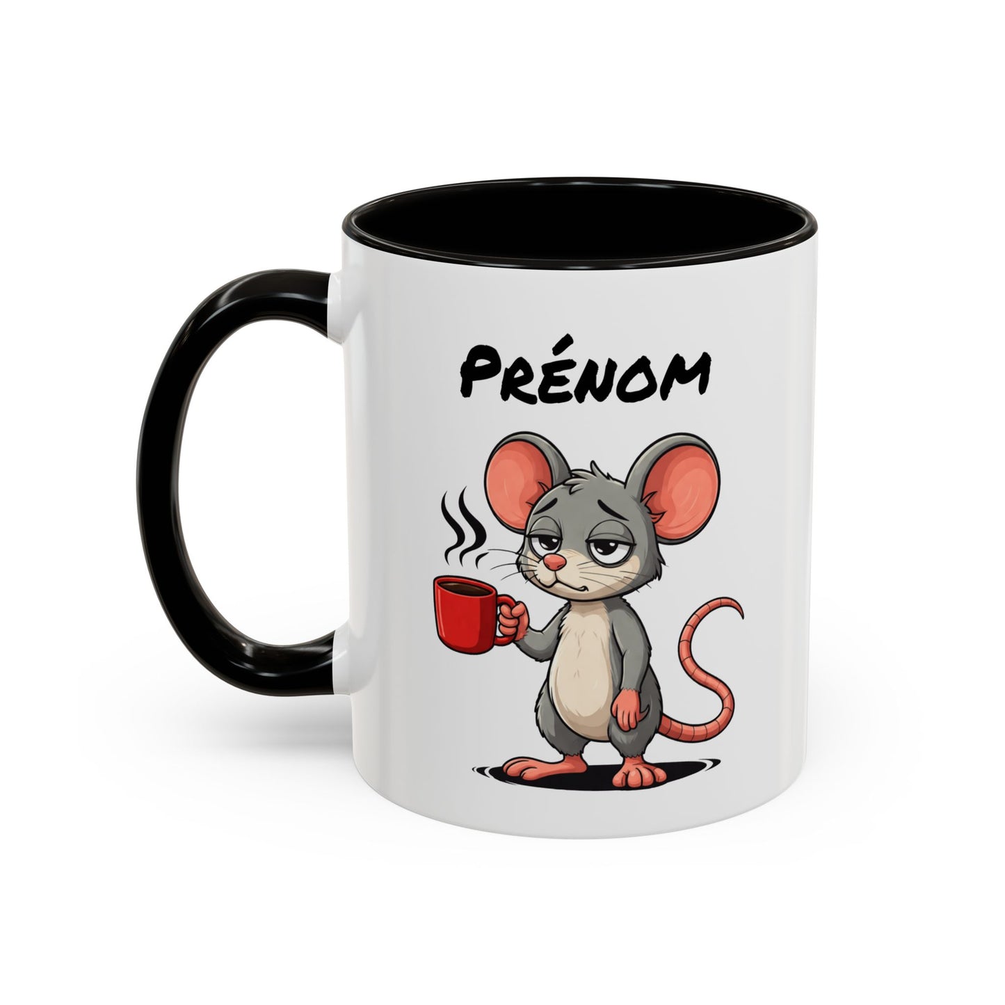 Tasse Souris Fatiguée avec Café – Mug Humour Animal Mignon – Illustration Cartoon 325ml