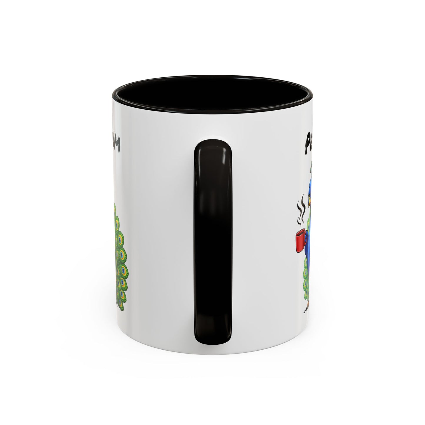 Tasse Paon Fatigué avec Café – Mug Animal Coloré et Humour – Illustration Oiseau Mignon 325ml