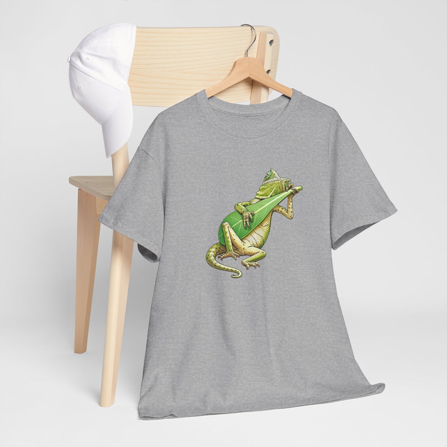 T-Shirt Lézard Fun Musique Nature – Reptile Joueur Instrument Feuille – Tee Shirt Original Humour Détente