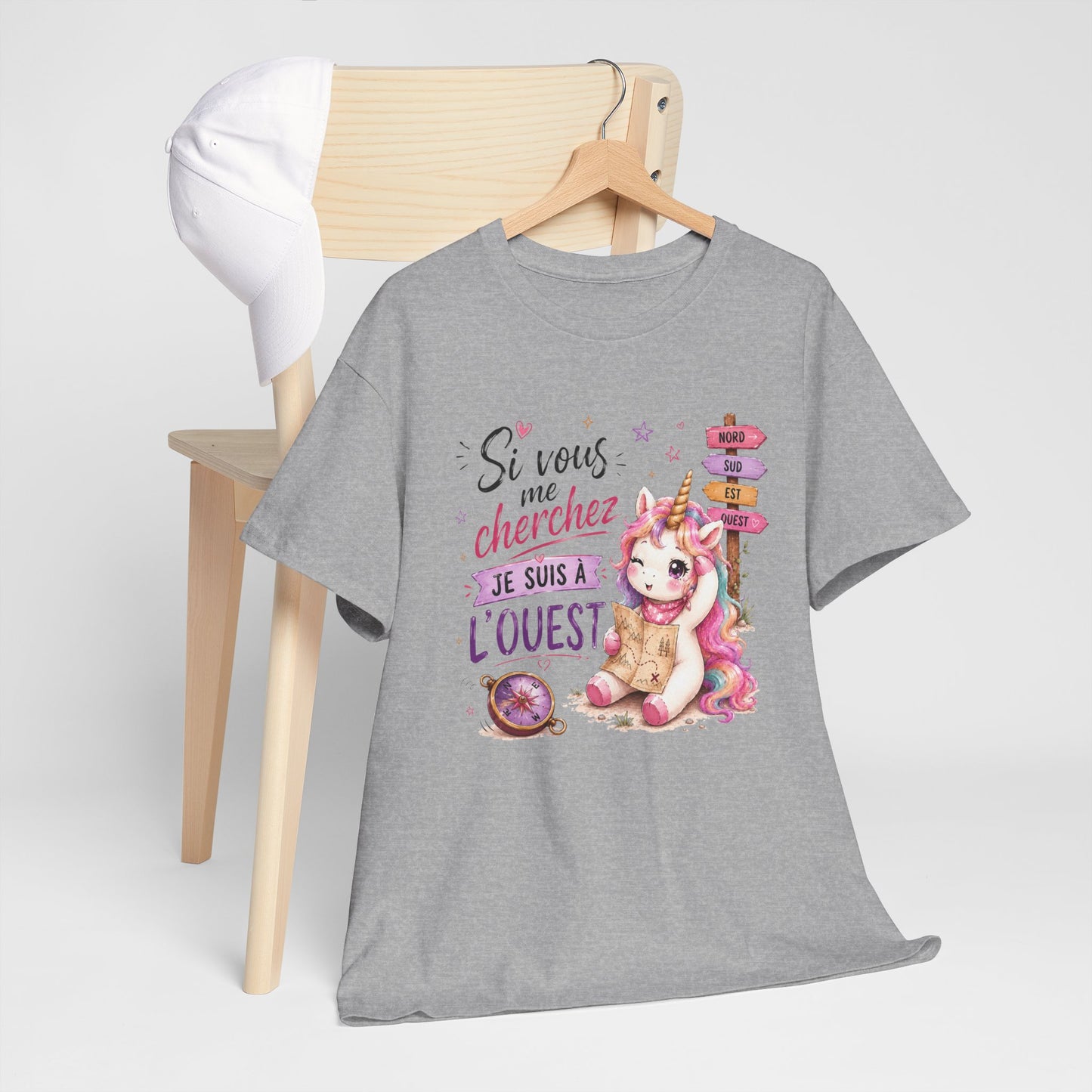 Tee-Shirt Femme Si Vous Me Cherchez Je Suis À L’Ouest – Licorne Drôle – Cadeau Humour Original