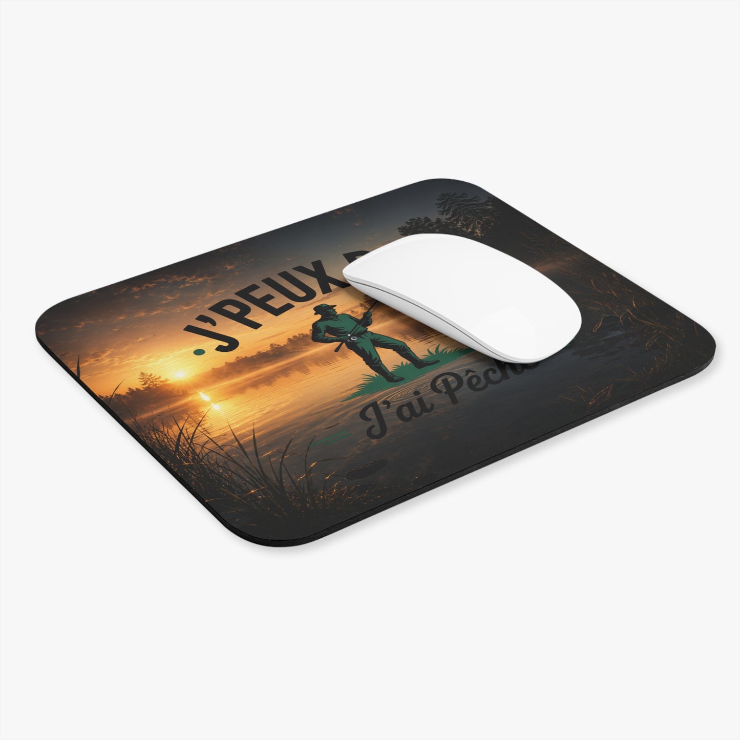 Tapis de Souris 22x18cm J’Peux Pas J’Ai Pêche – Cadeau Humour Pêcheur – Accessoire Bureau Passion Pêche Homme Femme