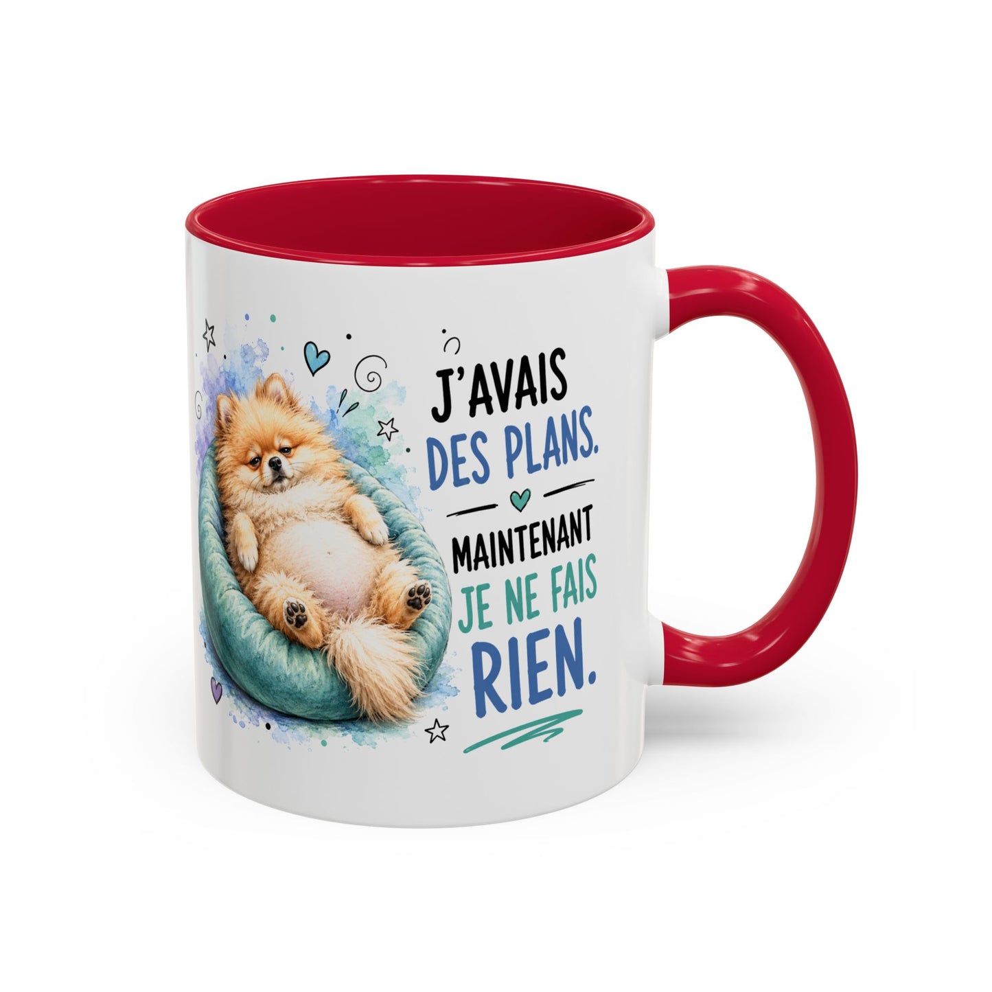 Tasse Spitz Nain Drôle Homme Femme – Mug J'Avais des Plans Maintenant Je Ne Fais Rien – Cadeau Humour Chien 325 ml