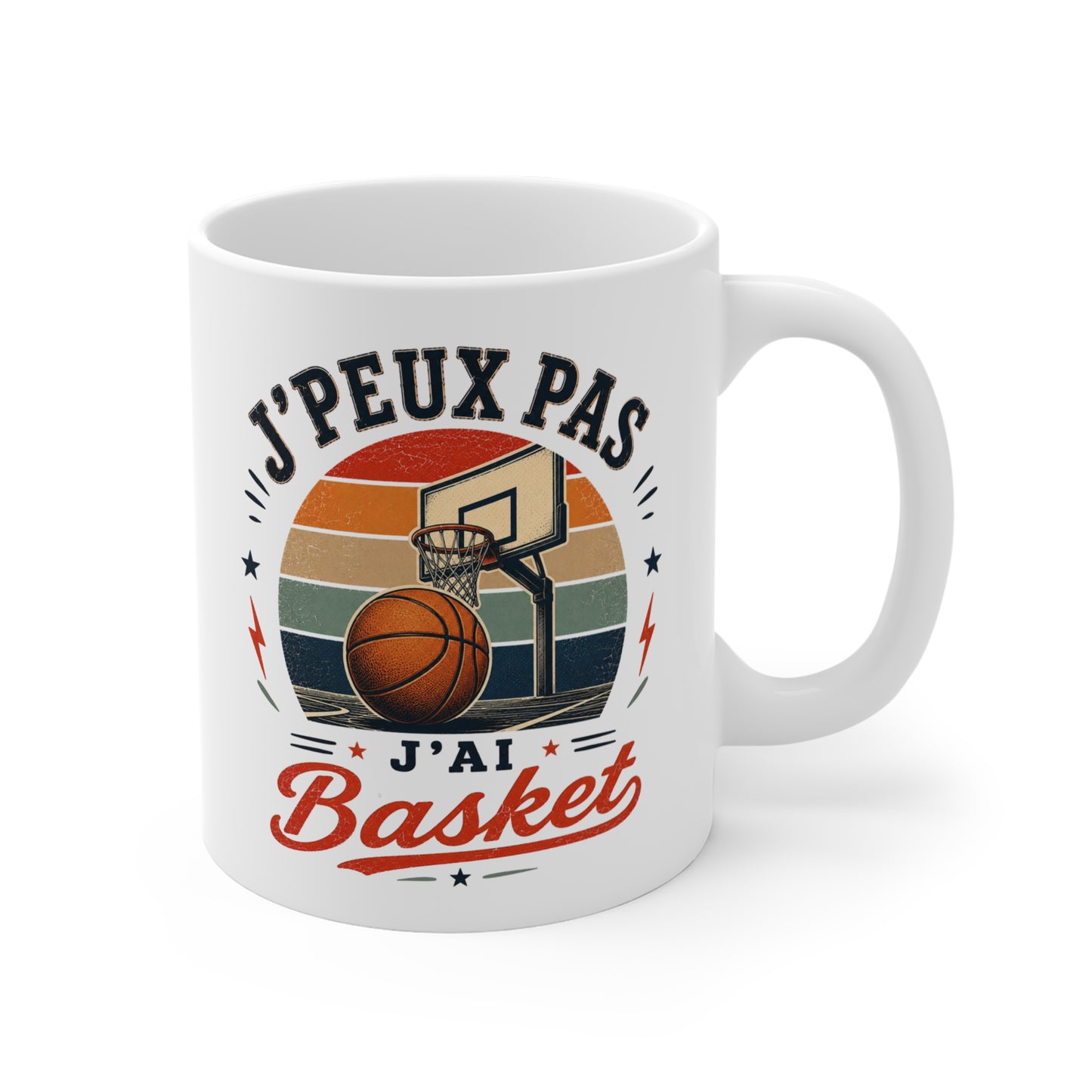 Tasse J’Peux Pas J’Ai Basket – Mug Humour Basketball Vintage – Cadeau Sport Homme Femme 325ml