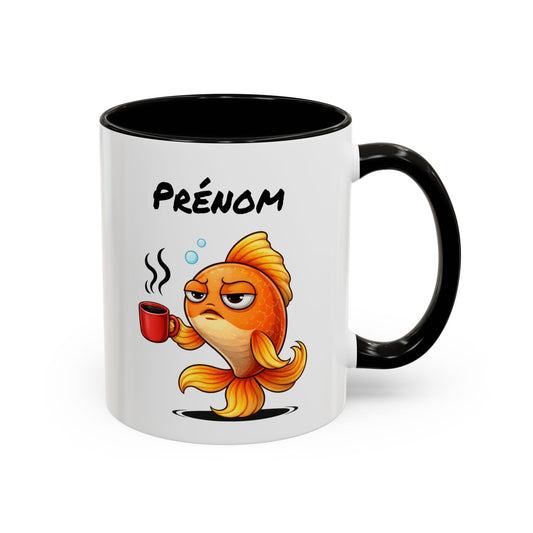 Mug Poisson Rouge Fatigué Personnalisable 325ml – Tasse Café Humour Animal Mignon Drôle Réveil