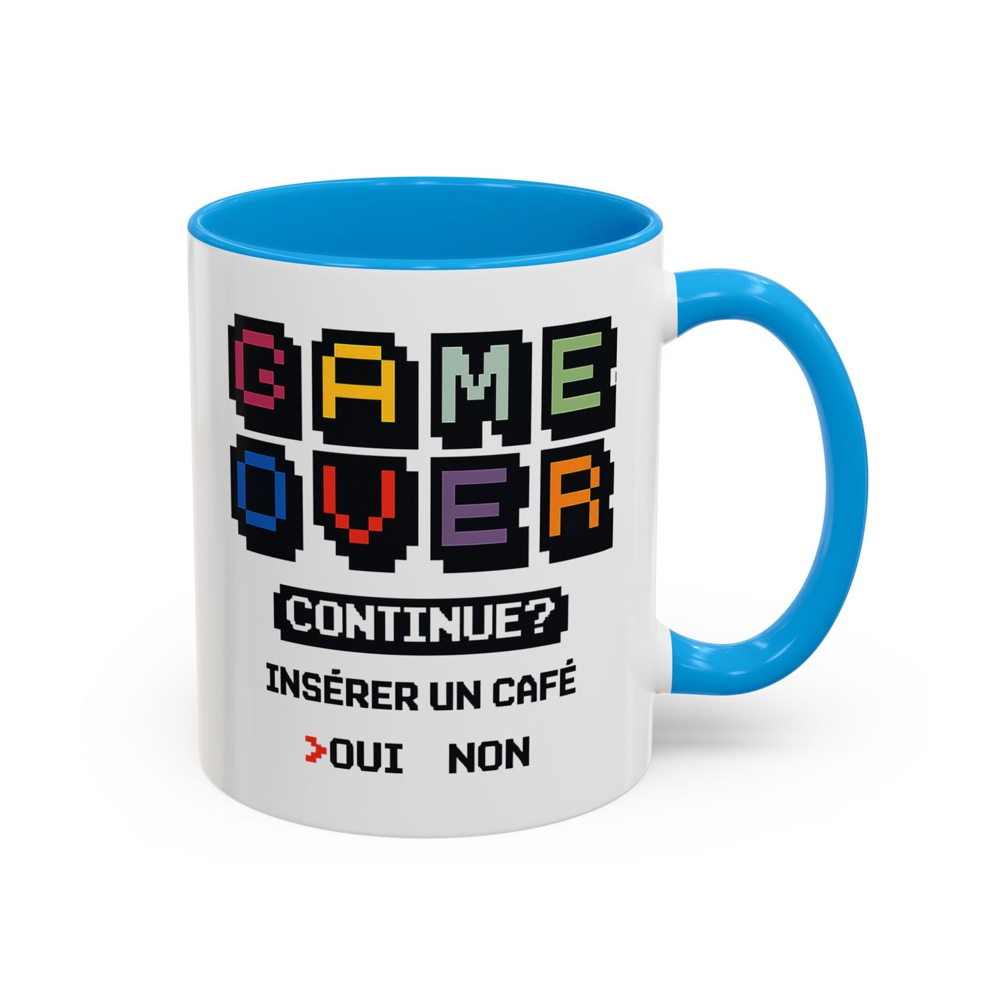 Tasse Gamer Drôle “Game Over Continue Insérer un Café” – Mug Humour Geek Pixel Rétro – Cadeau Gamer Original