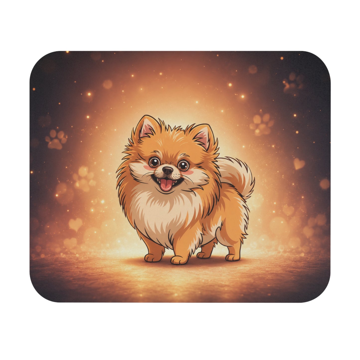Tapis de Souris 22x18cm Chien Spitz Nain Kawaii – Illustration Poméranien Mignon – Cadeau Amoureux des Chiens – Bureau Gaming