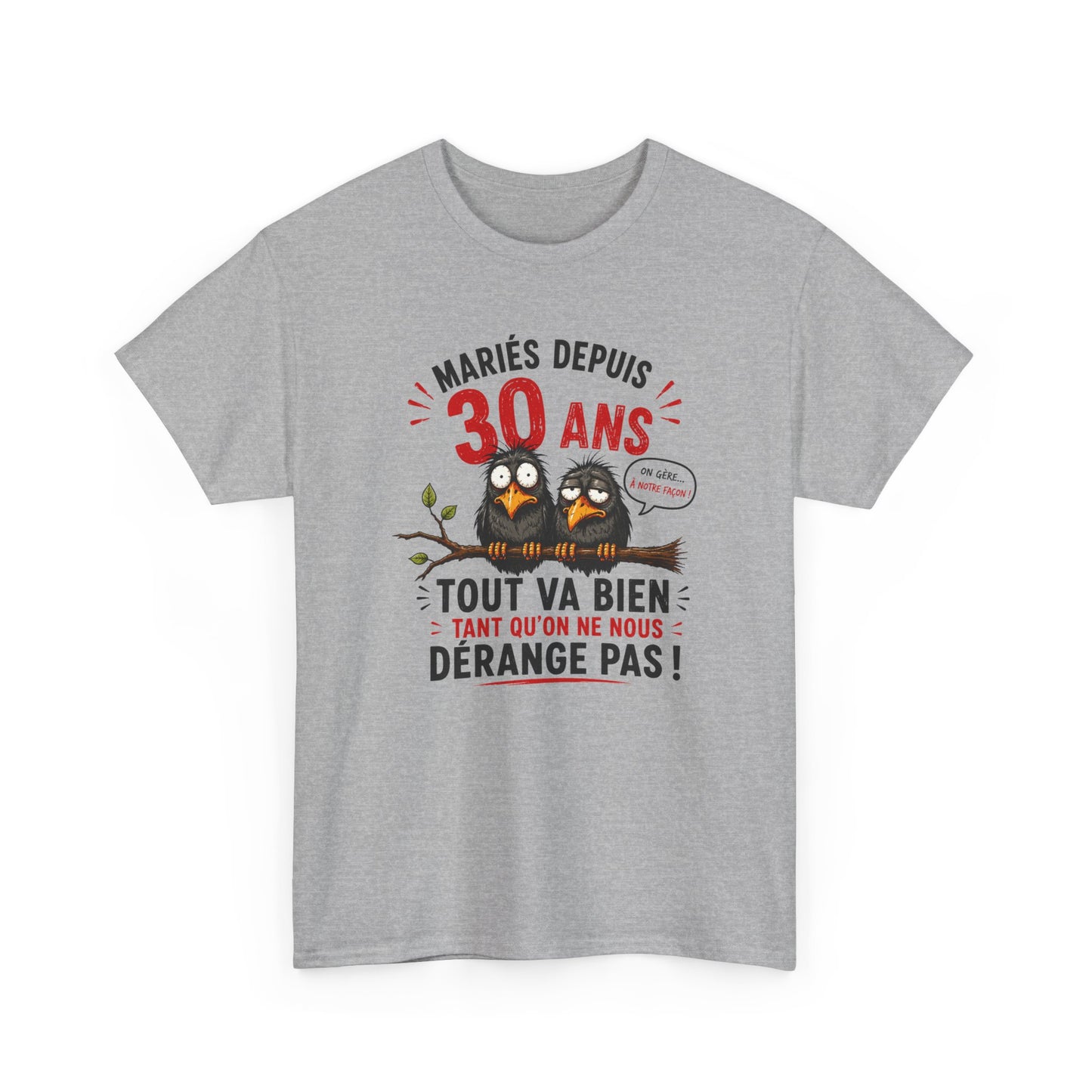 Tee-Shirt Homme Femme Mariés Depuis 30 Ans – Cadeau Anniversaire de Mariage Noces de Perle – Humour Couple Original