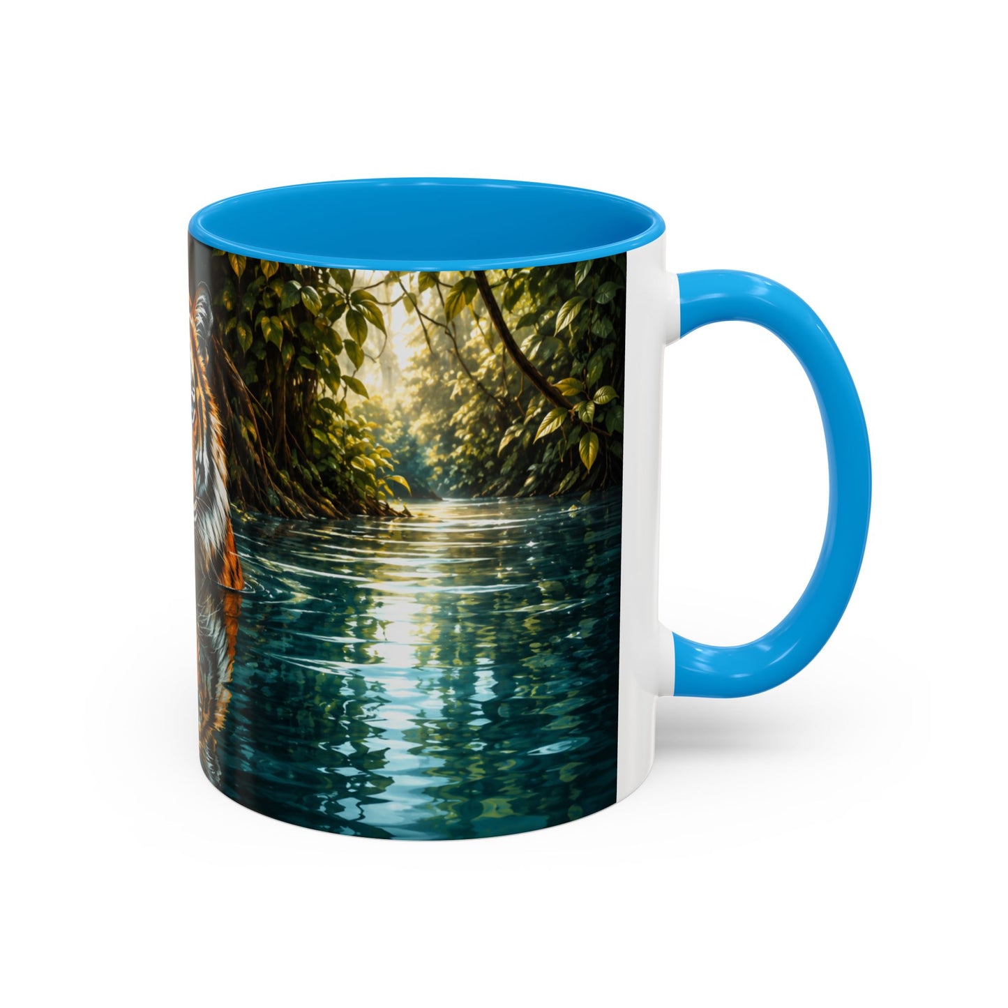 Tasse Tigre Jungle – Mug Animal Sauvage avec Reflet Eau – Cadeau Félin Nature Homme Femme 325ml