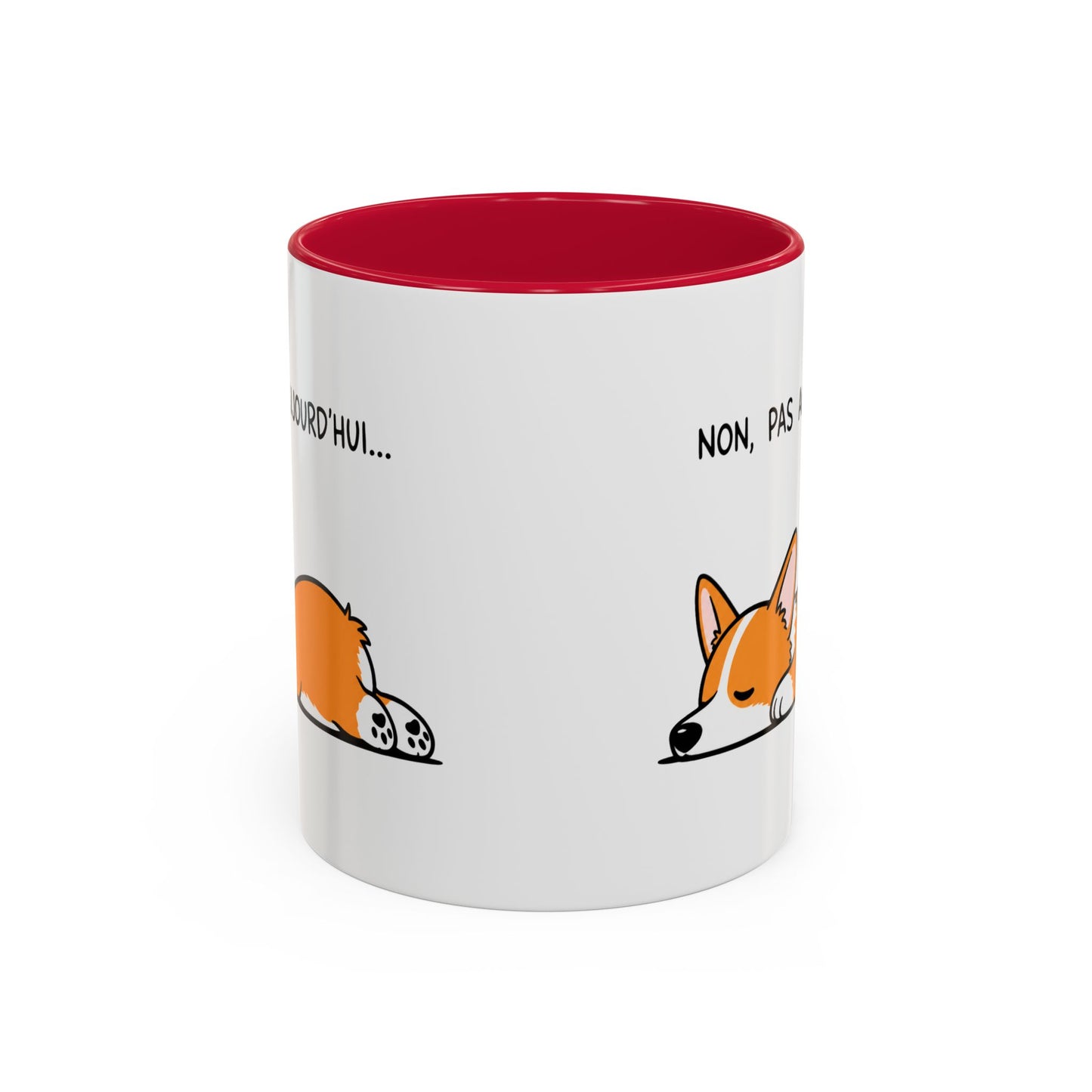 Tasse Non Pas Aujourd’hui – Mug Humour Corgi Endormi – Cadeau Chien Homme Femme 325ml